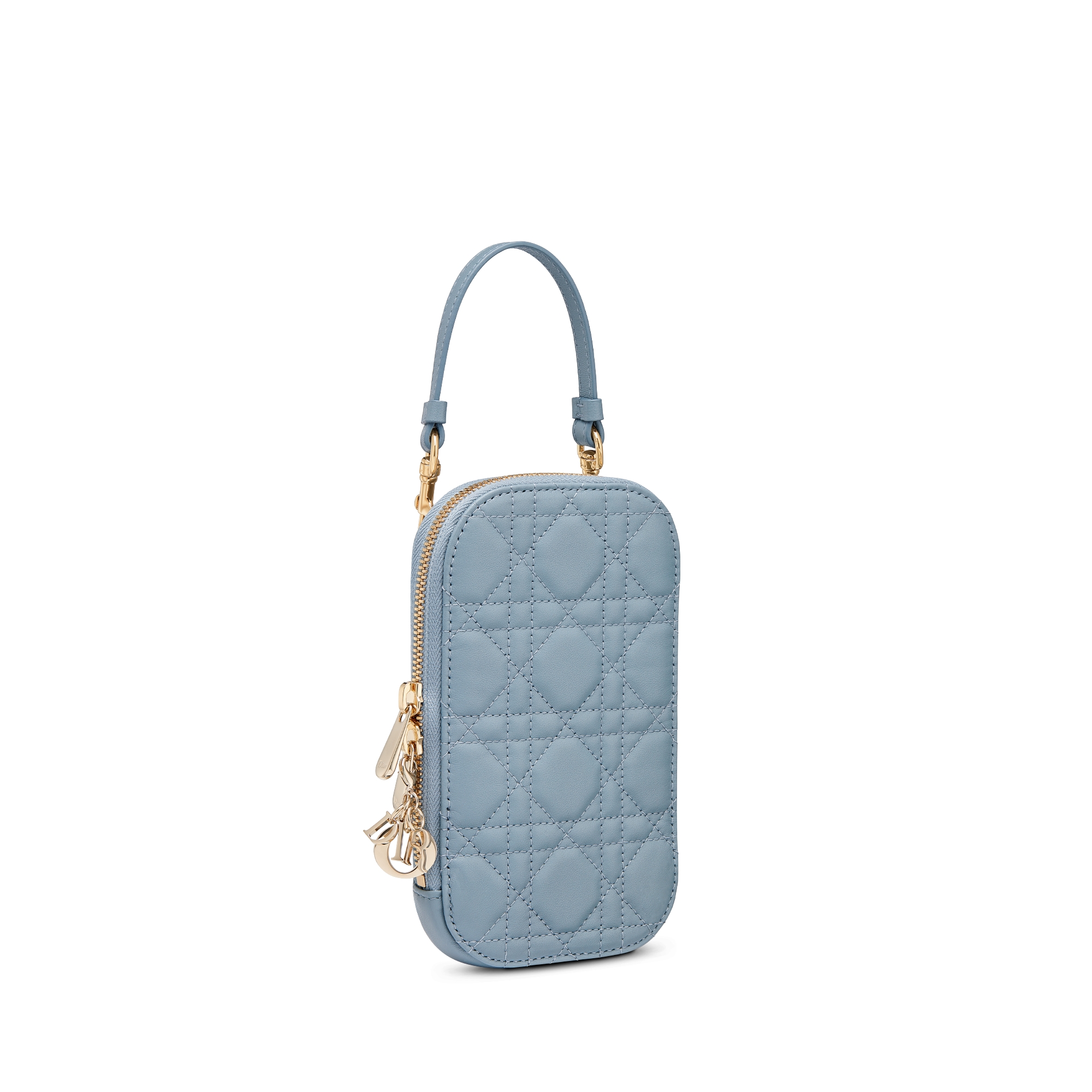Lady Dior Call'in Dior 手机袋 云雾蓝羊皮革藤格纹 E03