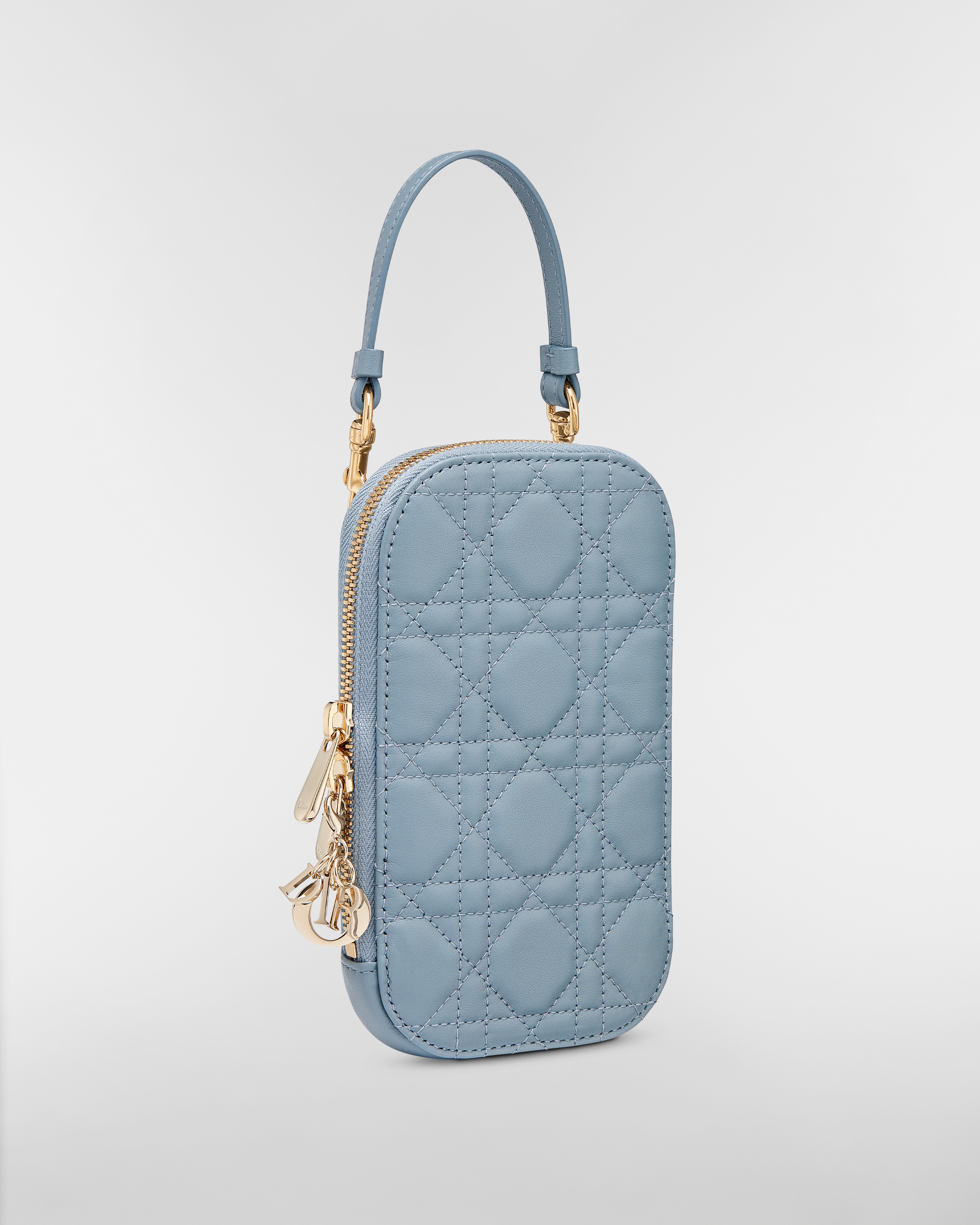 Lady Dior Call'in Dior 手机袋 云雾蓝羊皮革藤格纹 E03