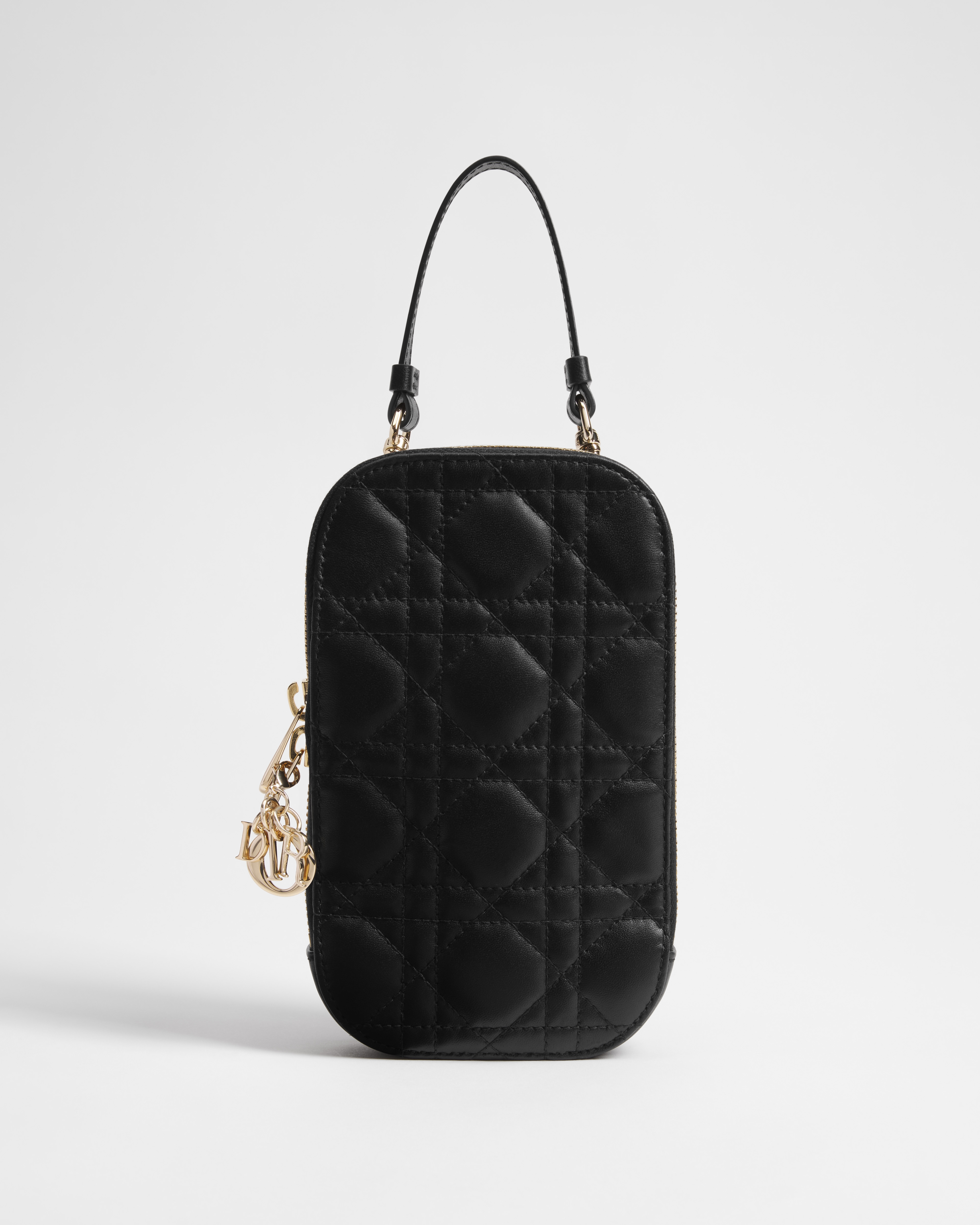 Lady Dior Call'in Dior 手机袋 黑色羊皮革藤格纹 E01