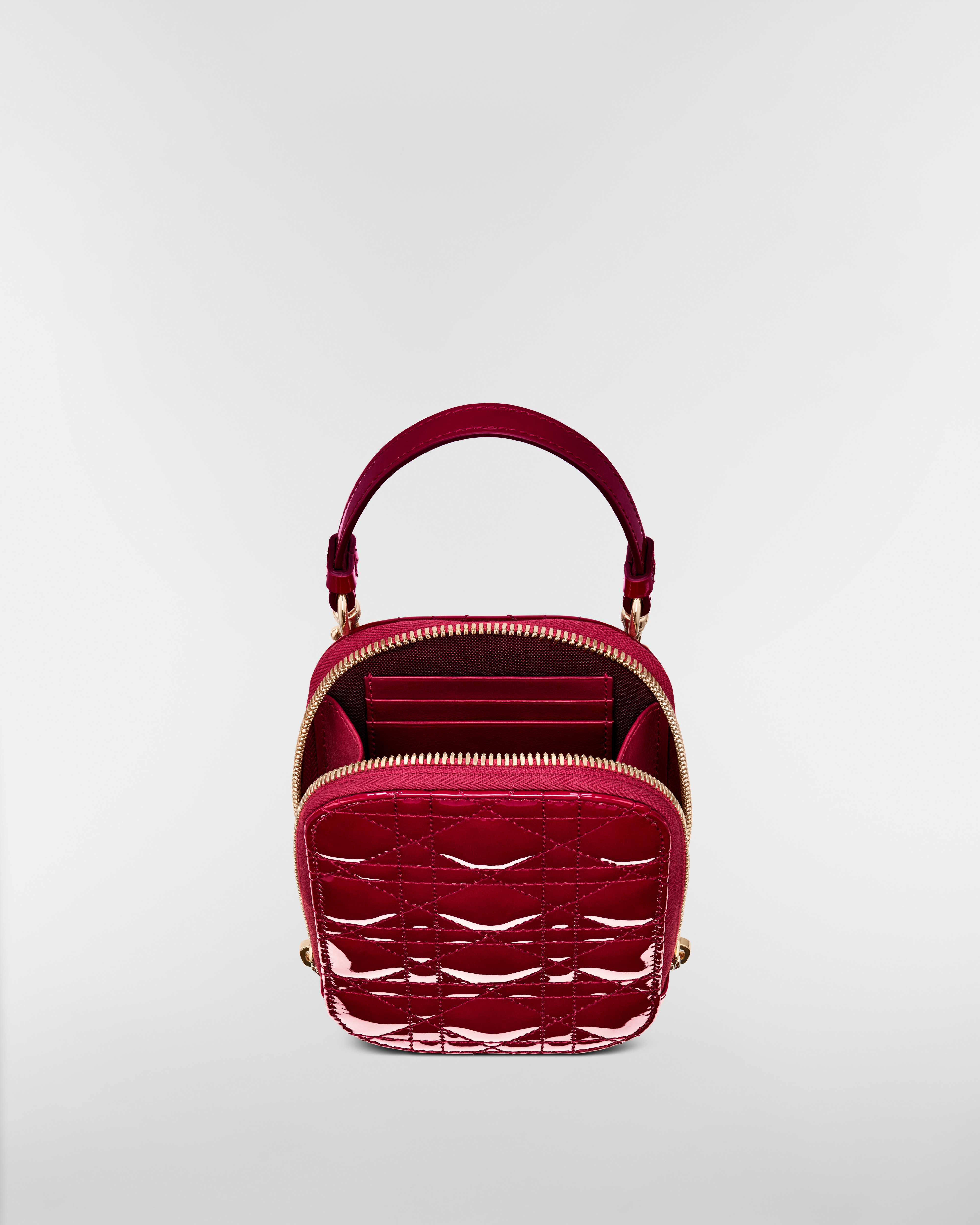 Lady Dior Call'in Dior 手机袋 樱桃红色漆皮牛皮革藤格纹 E06