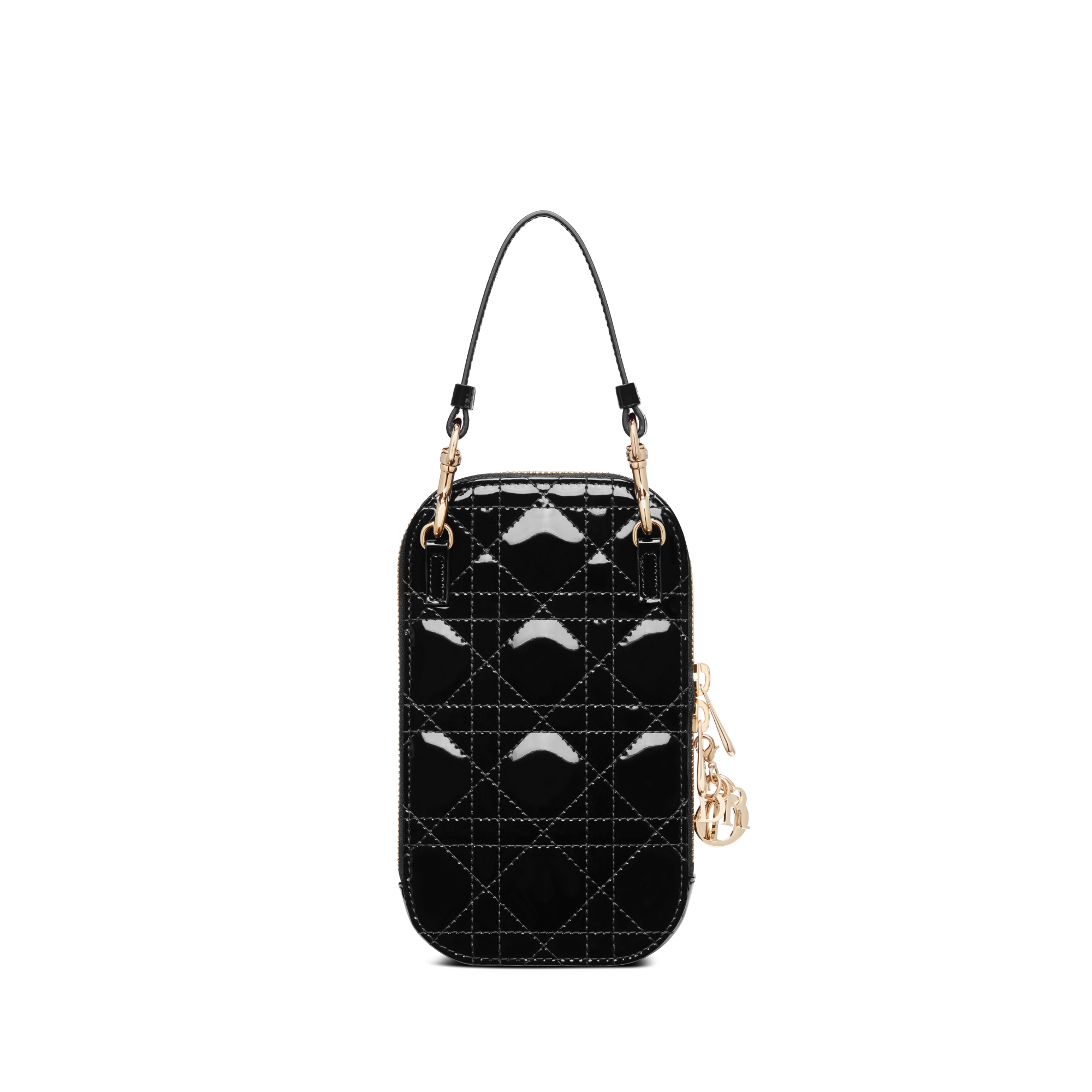 Lady Dior Call'in Dior 手机袋 黑色漆皮牛皮革藤格纹 E08