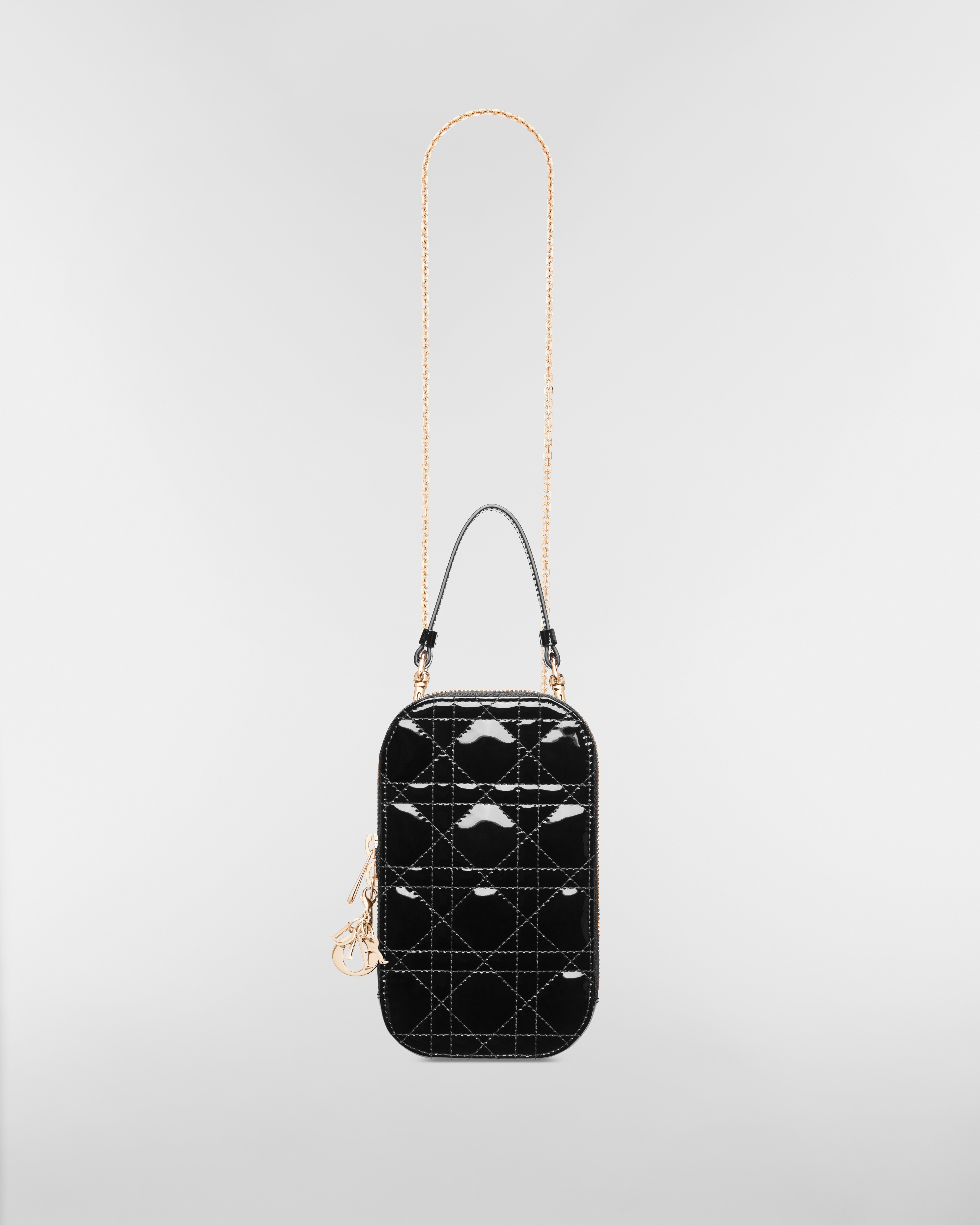 Lady Dior Call'in Dior 手机袋 黑色漆皮牛皮革藤格纹 E07