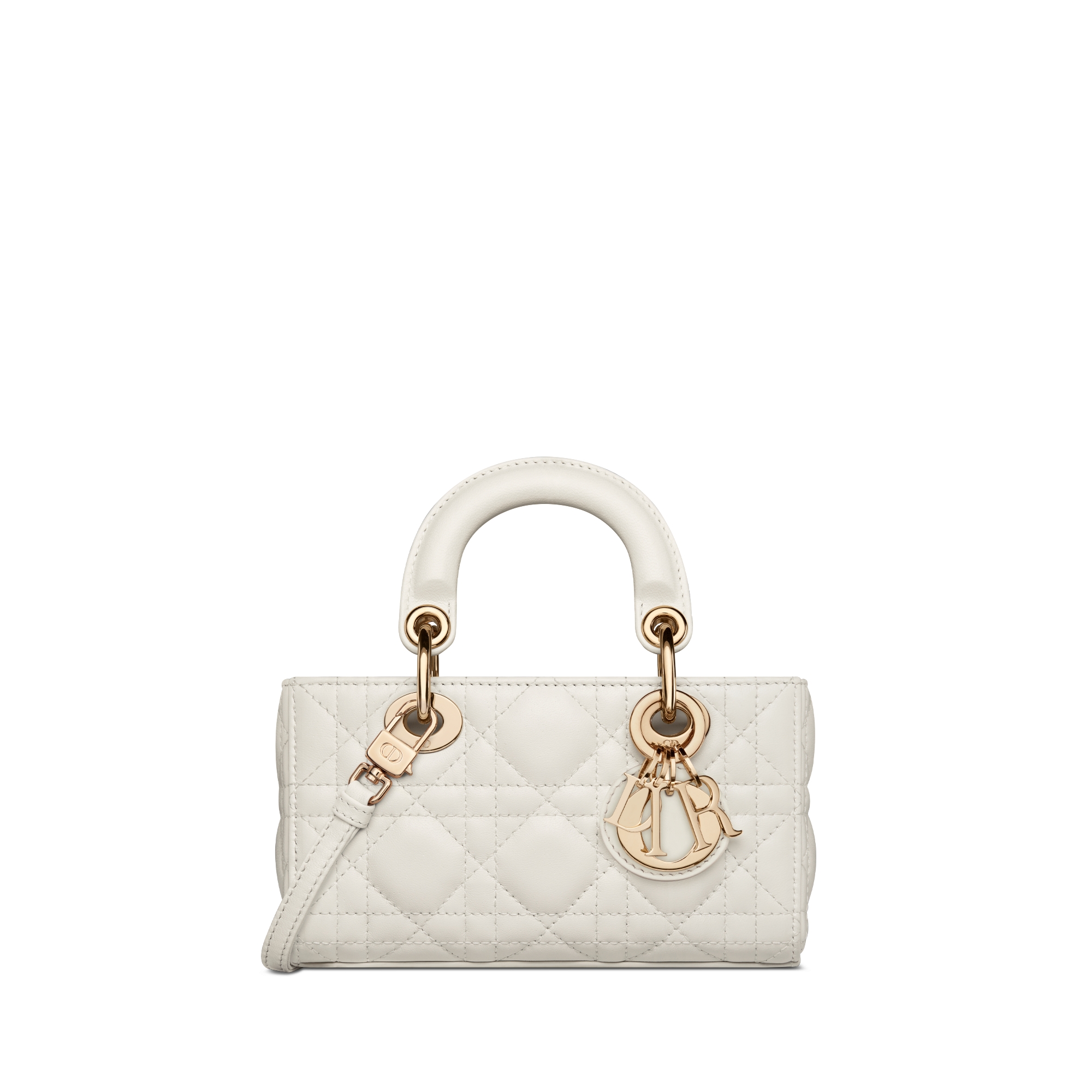 Lady D-Joy 超迷你手袋 奶白色羊皮革藤格纹 E01