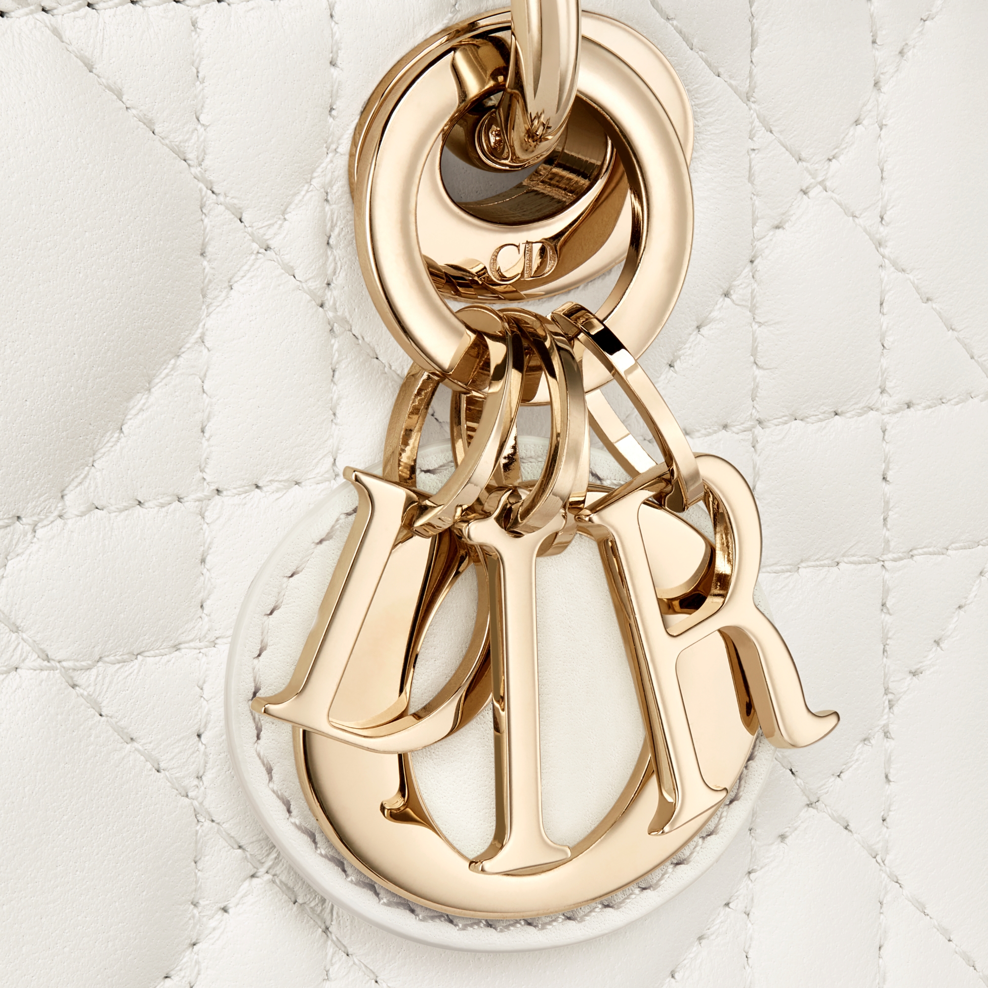 Lady D-Joy 超迷你手袋 奶白色羊皮革藤格纹 E09