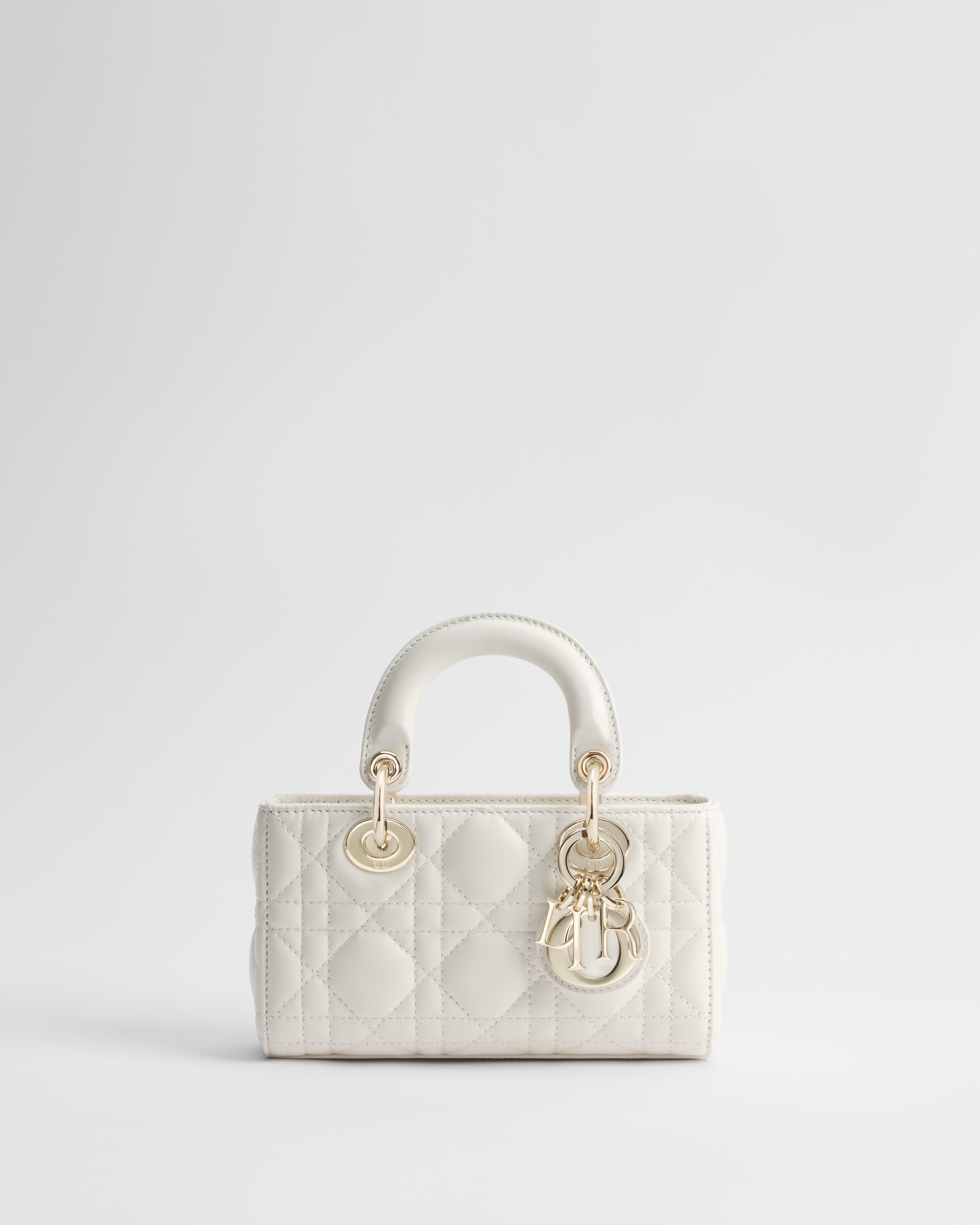 Lady D-Joy 超迷你手袋 奶白色羊皮革藤格纹 E01