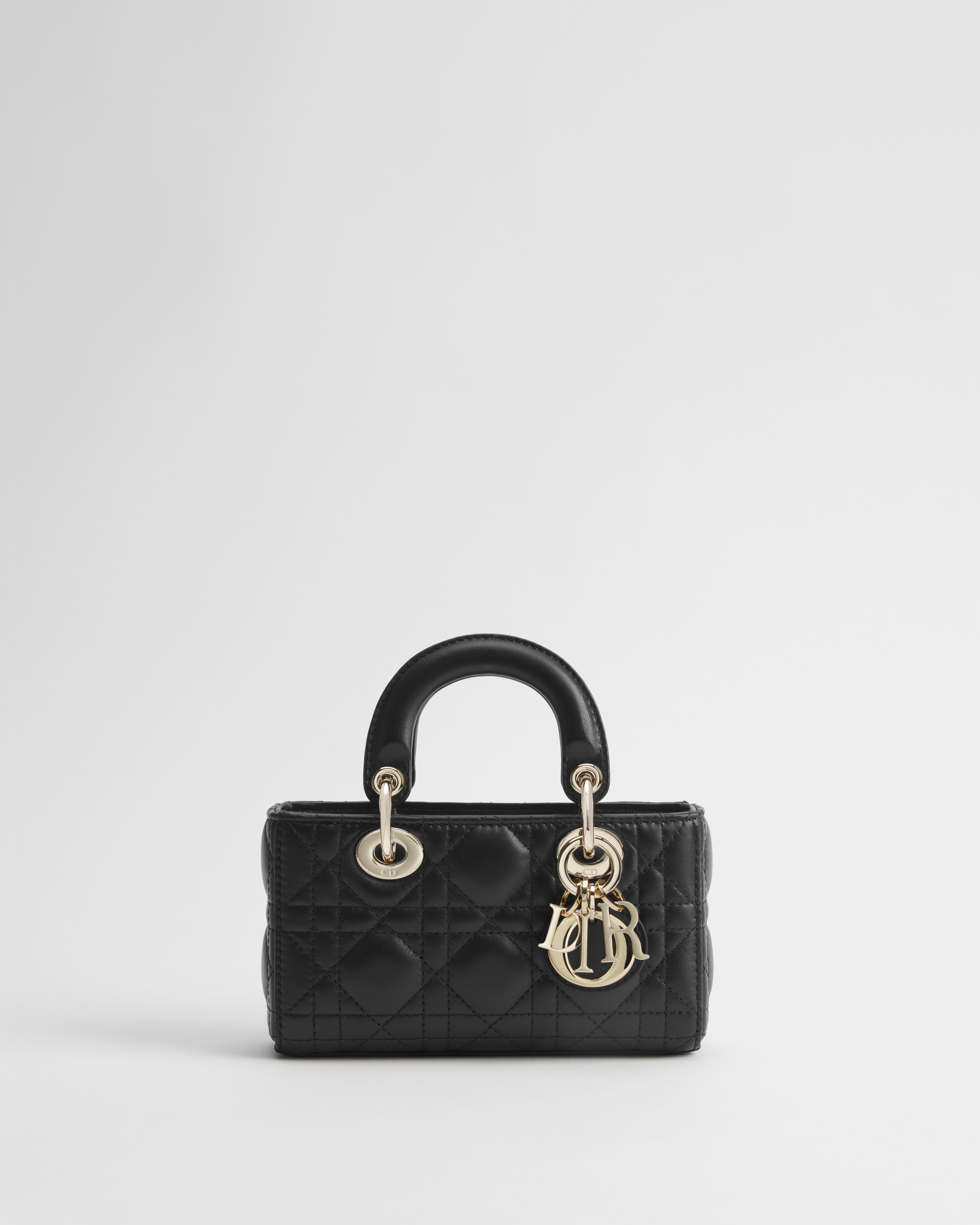 Lady D-Joy 超迷你手袋 黑色羊皮革藤格纹 E01