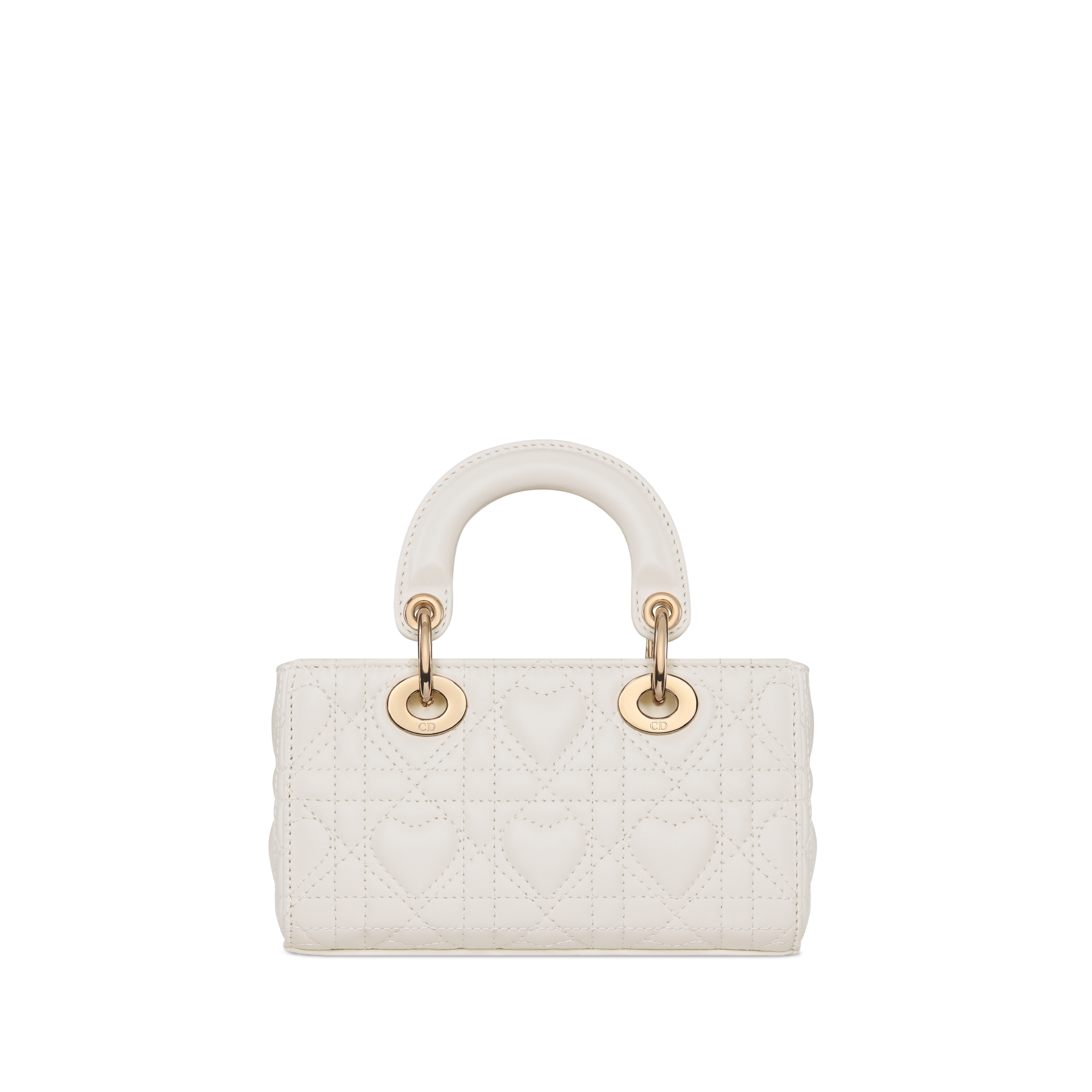 Dioramour Lady D-Joy 超迷你手袋 奶白色羊皮革藤格纹心形图案 E08