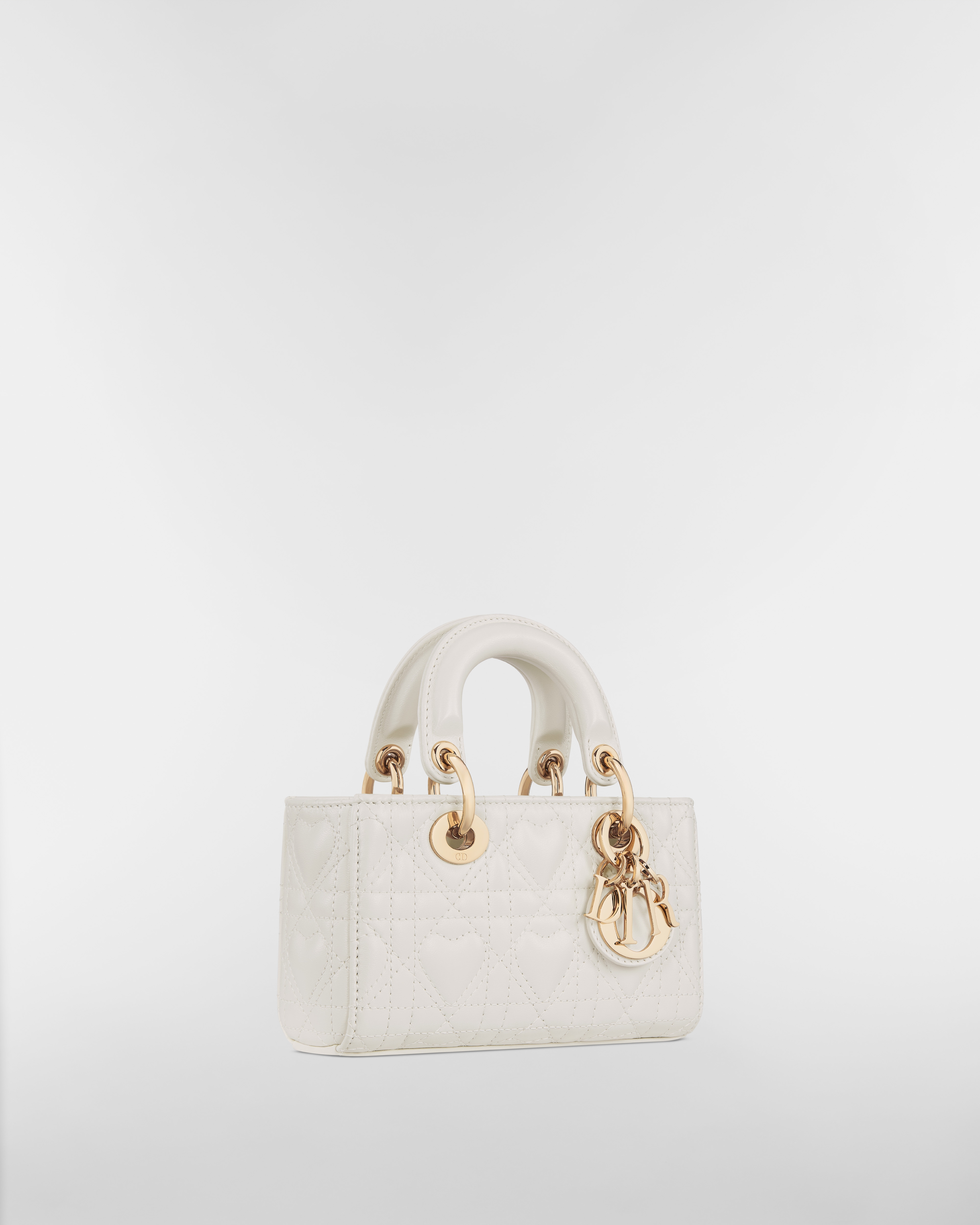 Dioramour Lady D-Joy 超迷你手袋 奶白色羊皮革藤格纹心形图案 E03