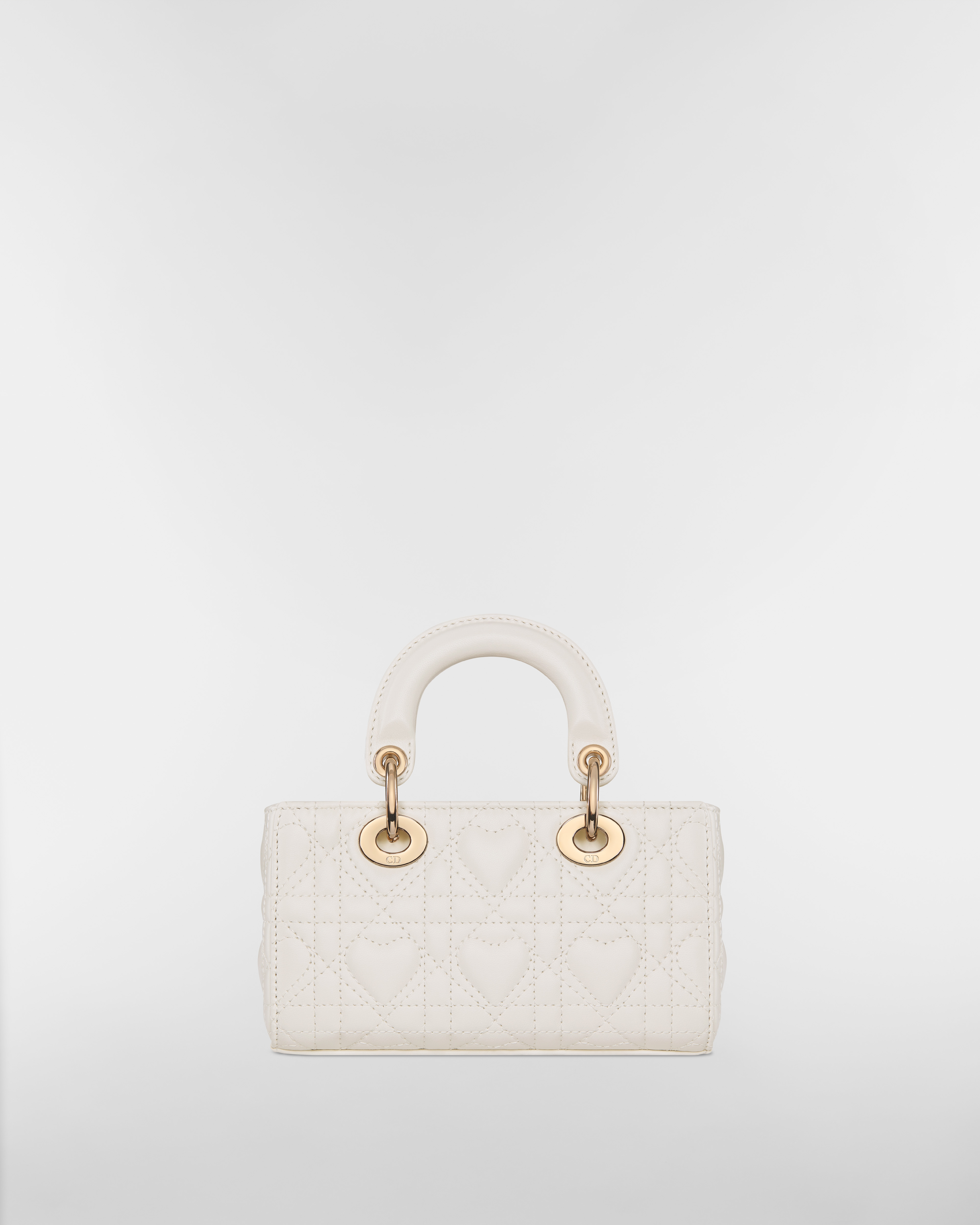 Dioramour Lady D-Joy 超迷你手袋 奶白色羊皮革藤格纹心形图案 E08