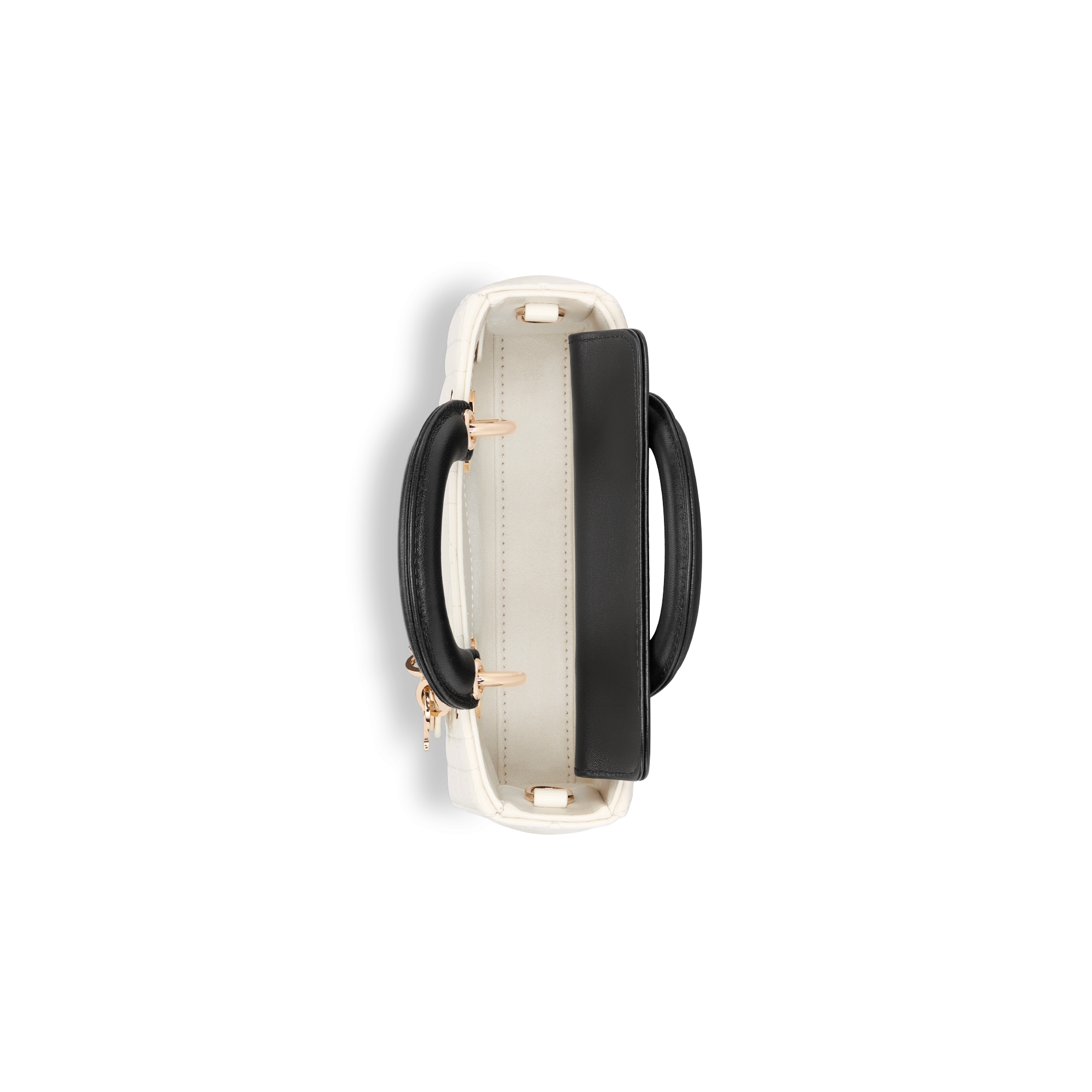 Lady D-Joy 超迷你手袋 奶白色和黑色双色羊皮革藤格纹 E06