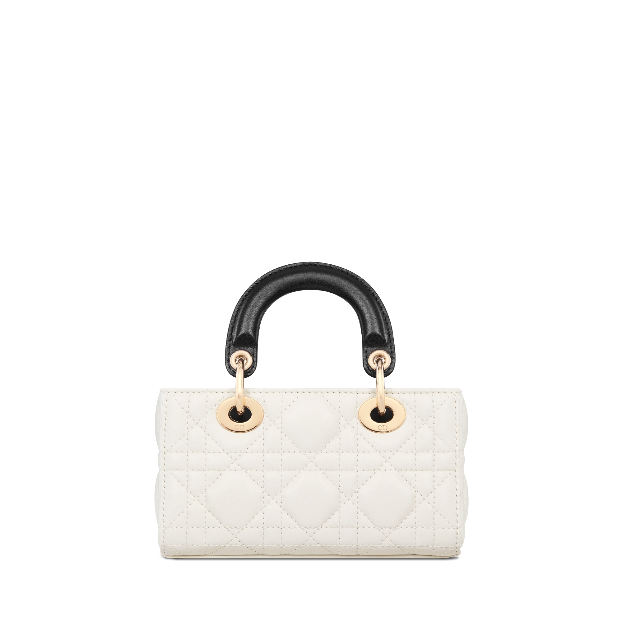 Lady D-Joy 超迷你手袋 奶白色和黑色双色羊皮革藤格纹 E08