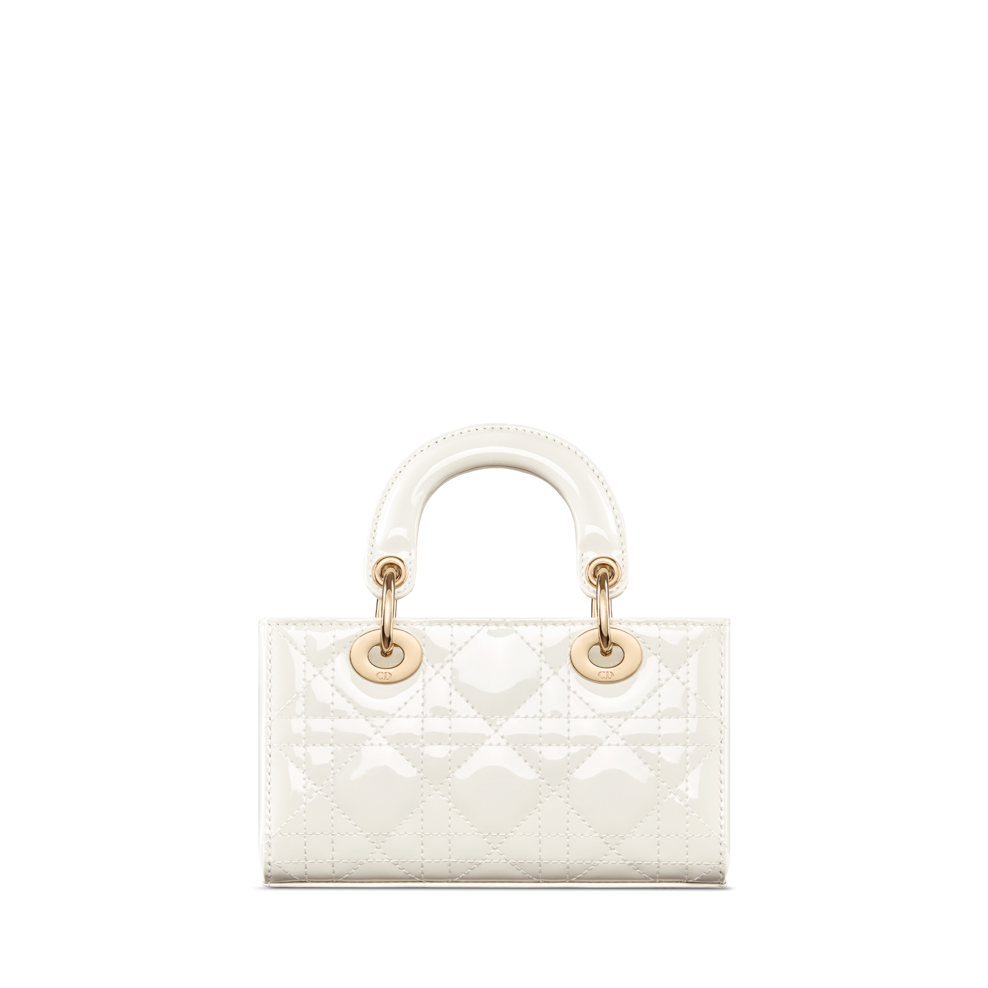 Lady D-Joy 超迷你手袋 奶白色漆皮牛皮革藤格纹 E08