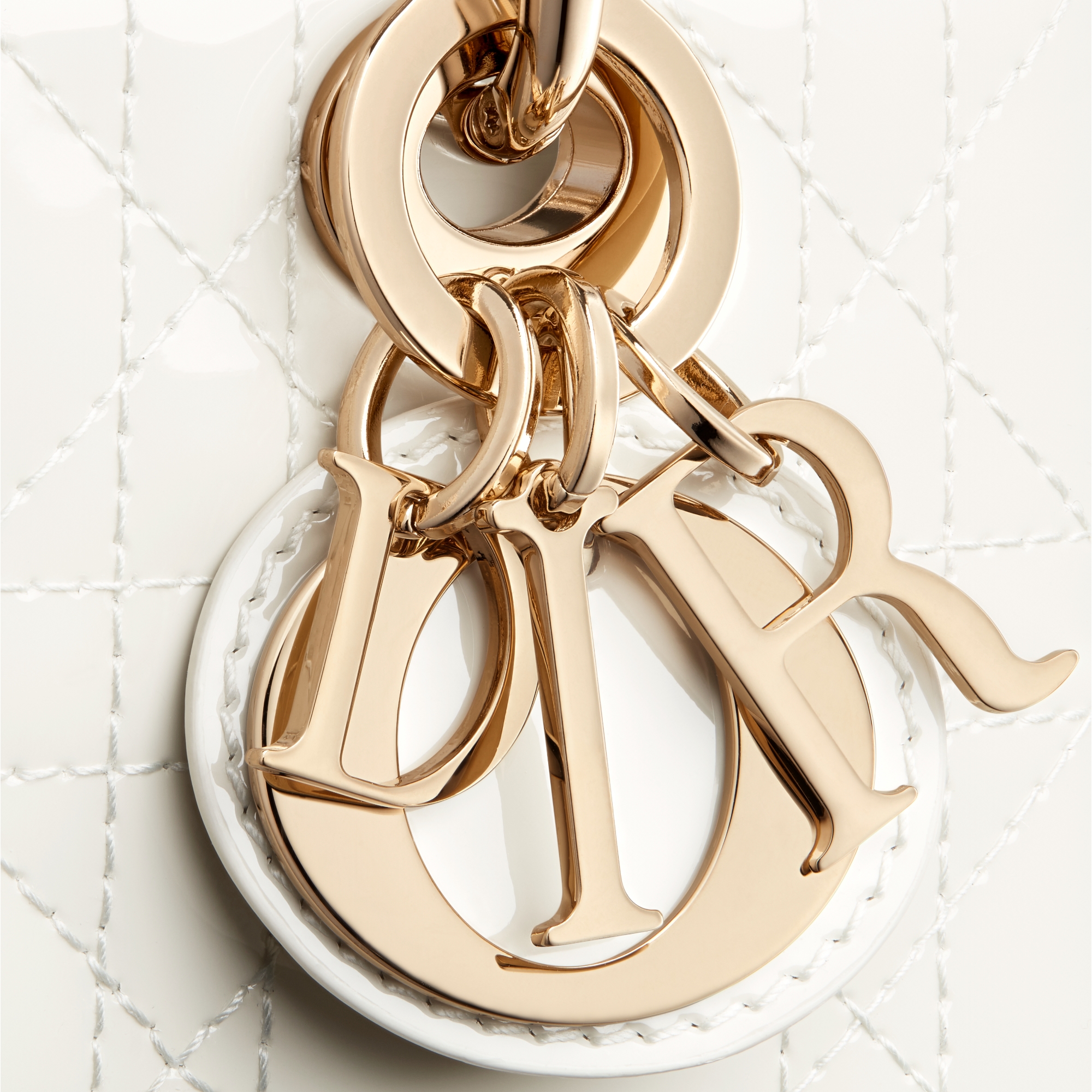 Lady D-Joy 超迷你手袋 奶白色漆皮牛皮革藤格纹 E09