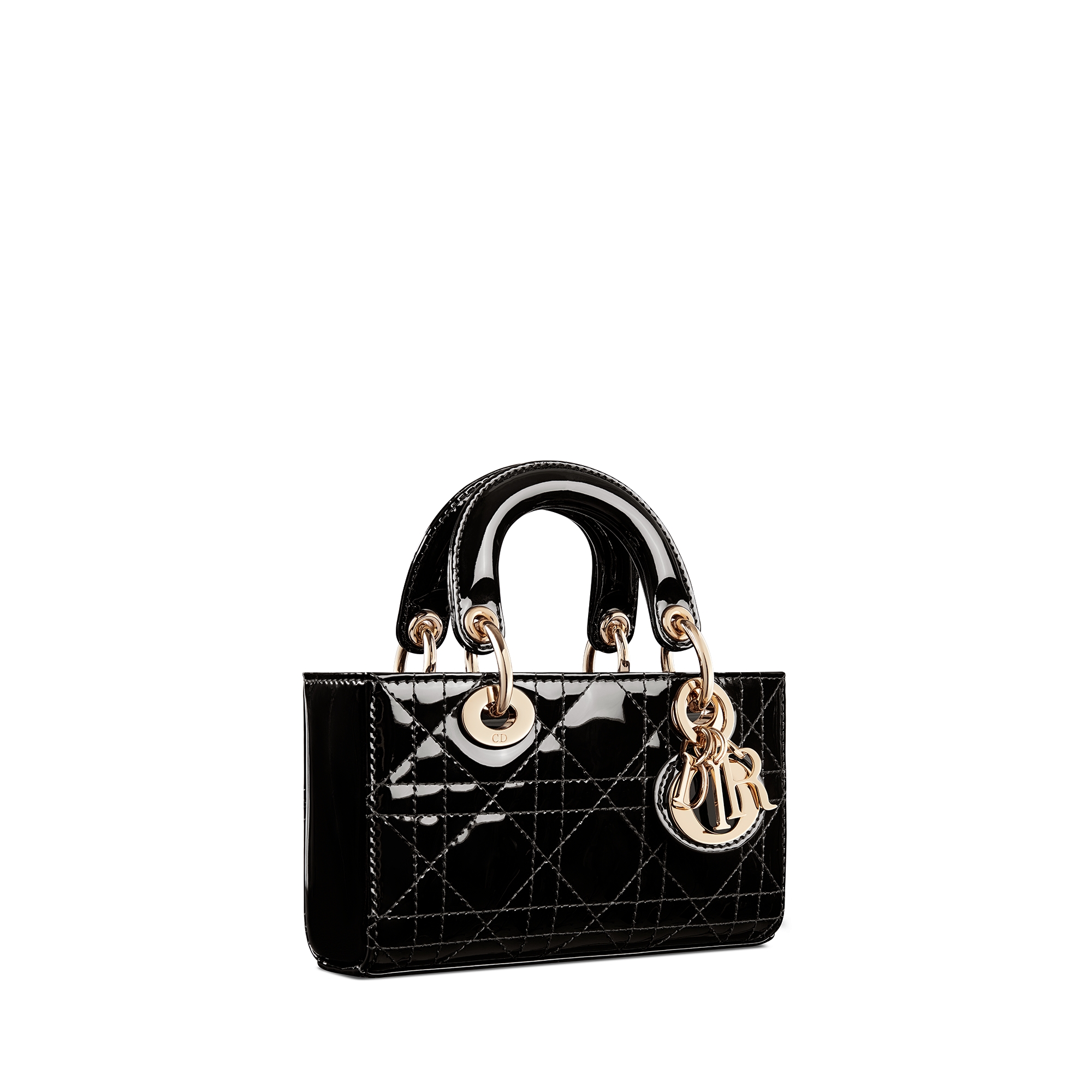 Lady D-Joy 超迷你手袋 黑色漆皮牛皮革藤格纹 E03