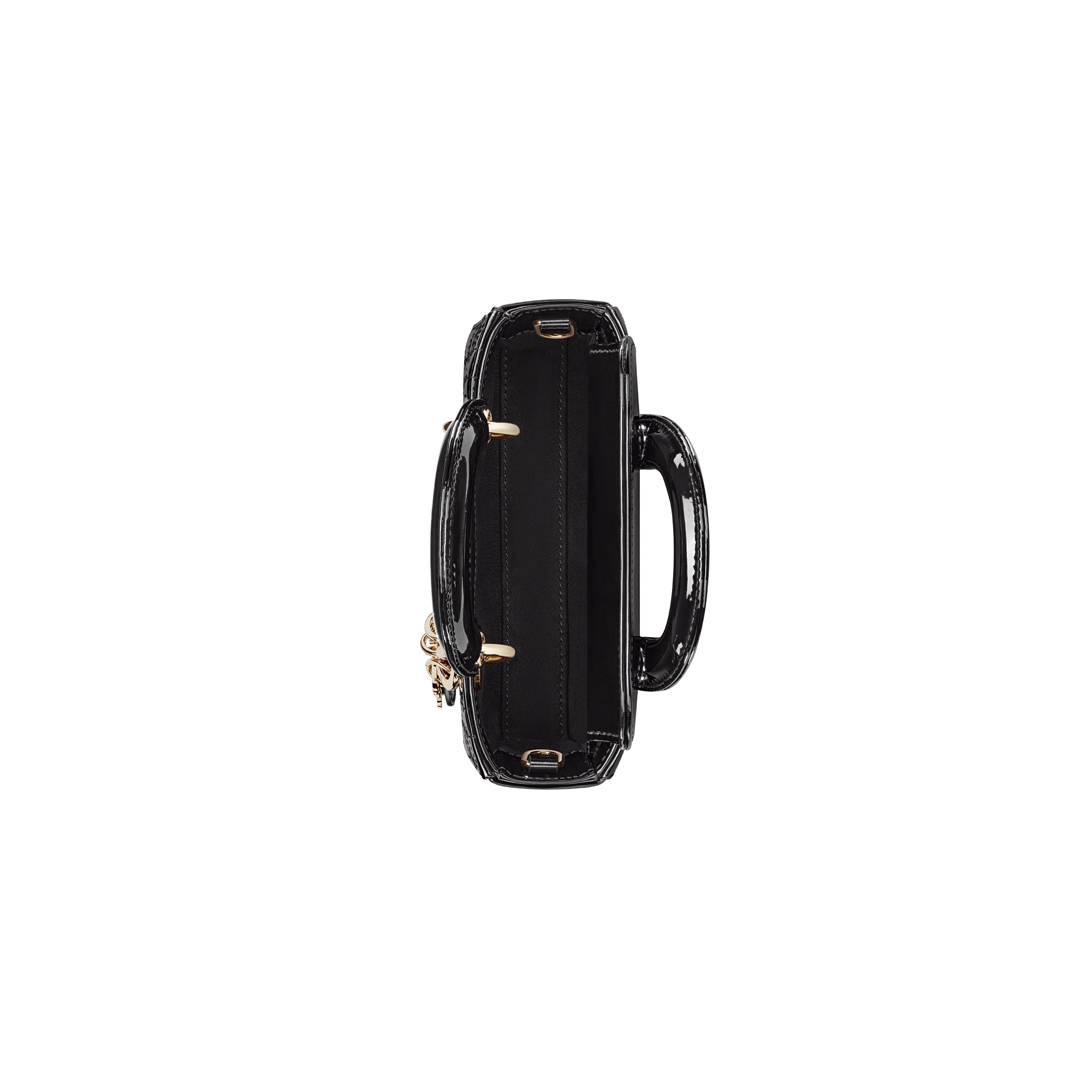 Lady D-Joy 超迷你手袋 黑色漆皮牛皮革藤格纹 E06