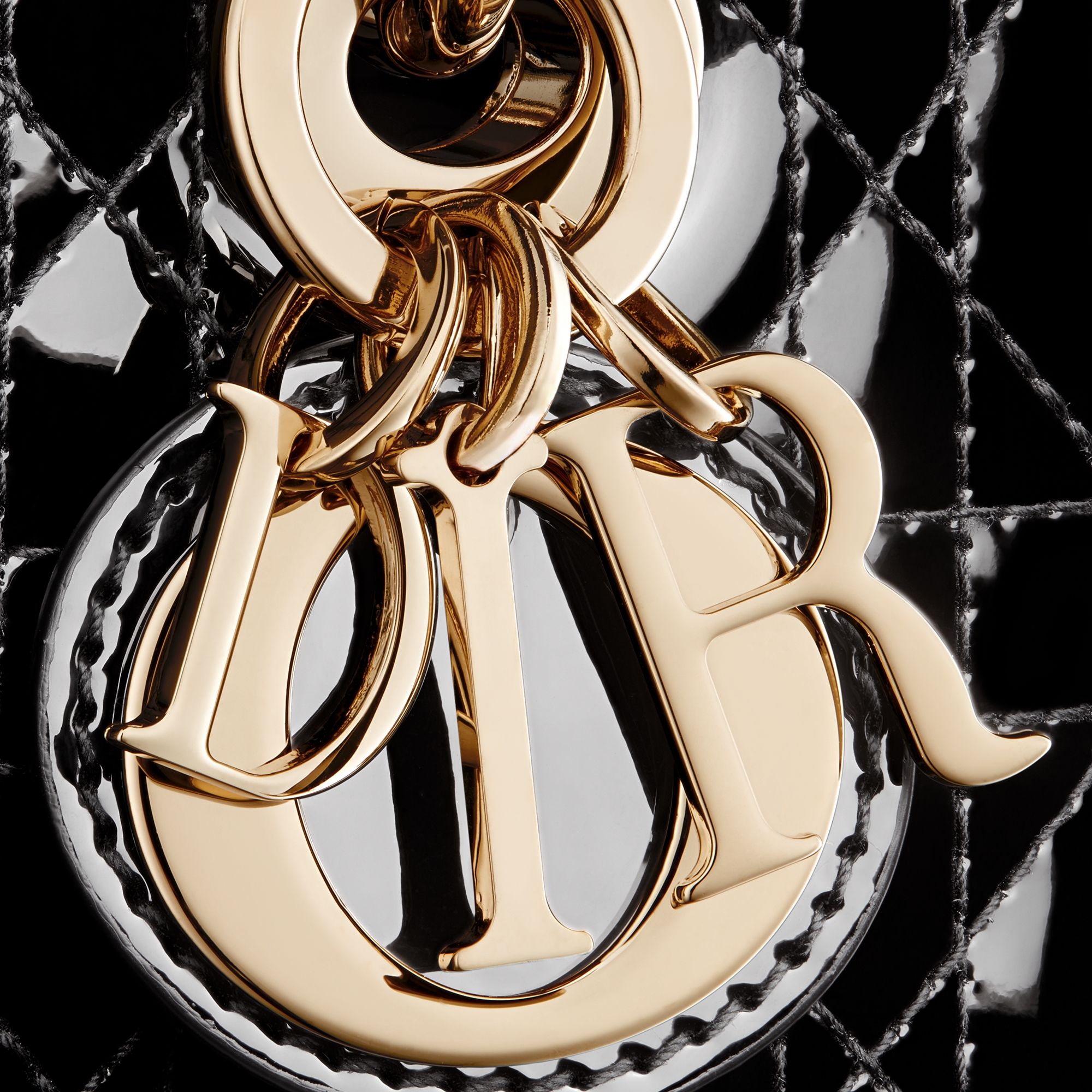 Lady D-Joy 超迷你手袋 黑色漆皮牛皮革藤格纹 E09