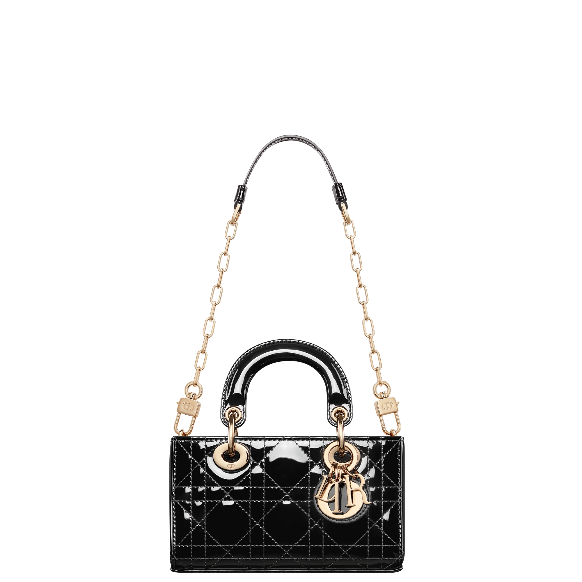 Lady D-Joy 超迷你手袋 黑色漆皮牛皮革藤格纹 E10