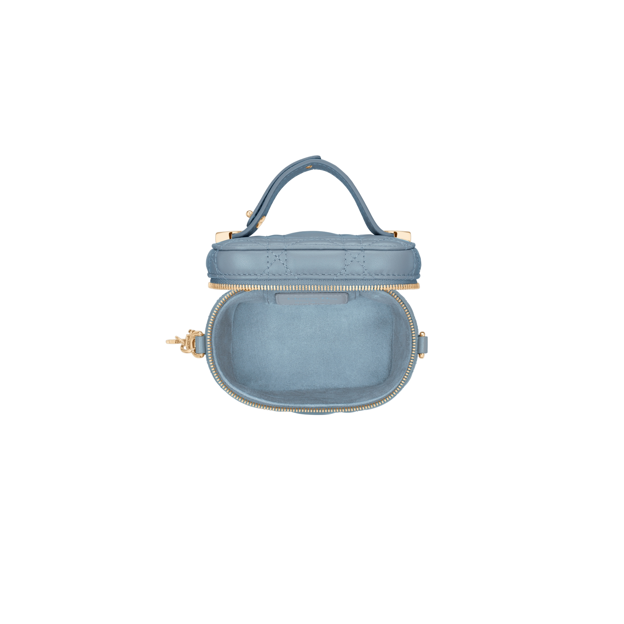 超迷你 Lady Dior Vanity 手袋 云雾蓝羊皮革藤格纹 E10