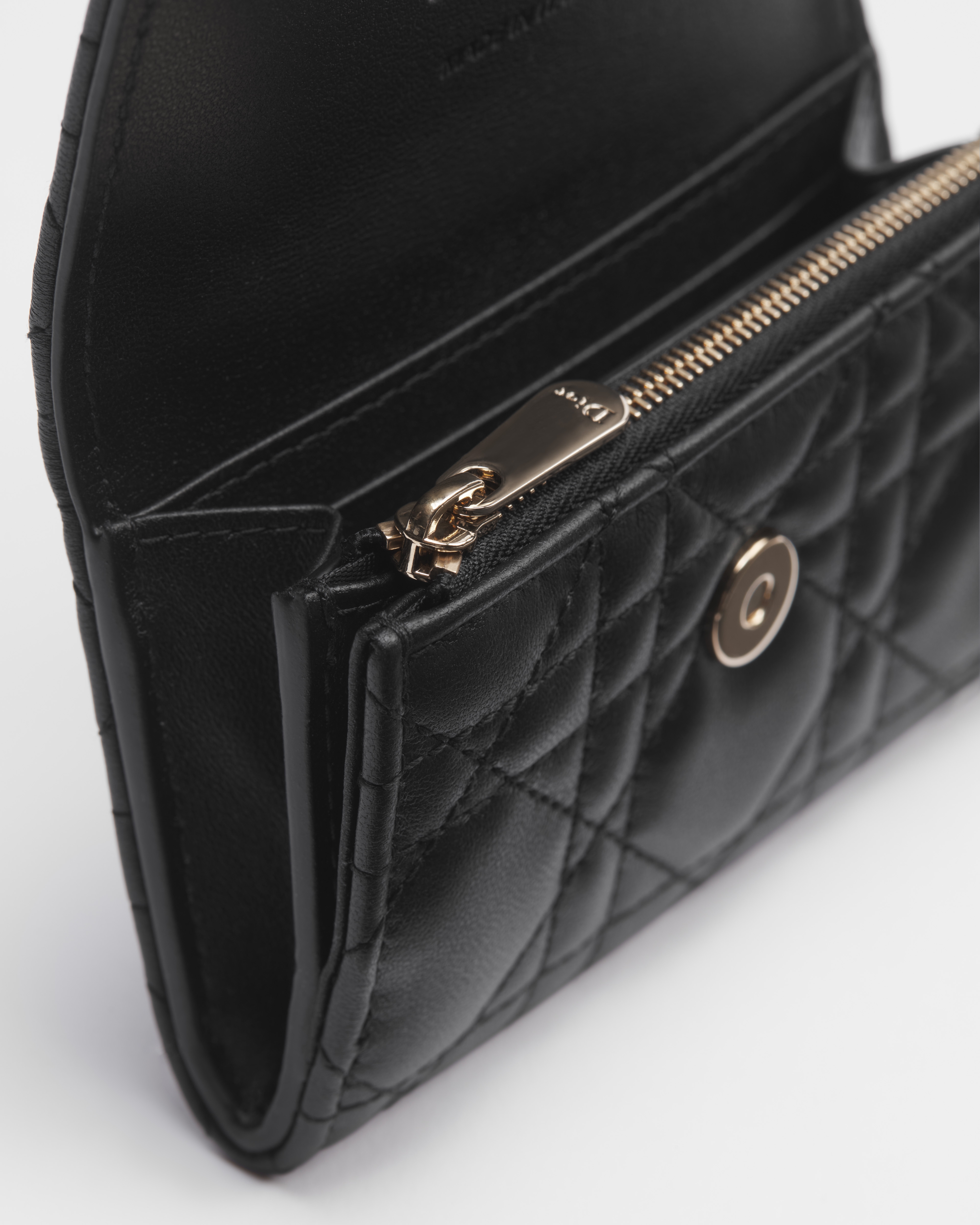 My Dior Glycine 钱包 黑色羊皮革藤格纹 E09