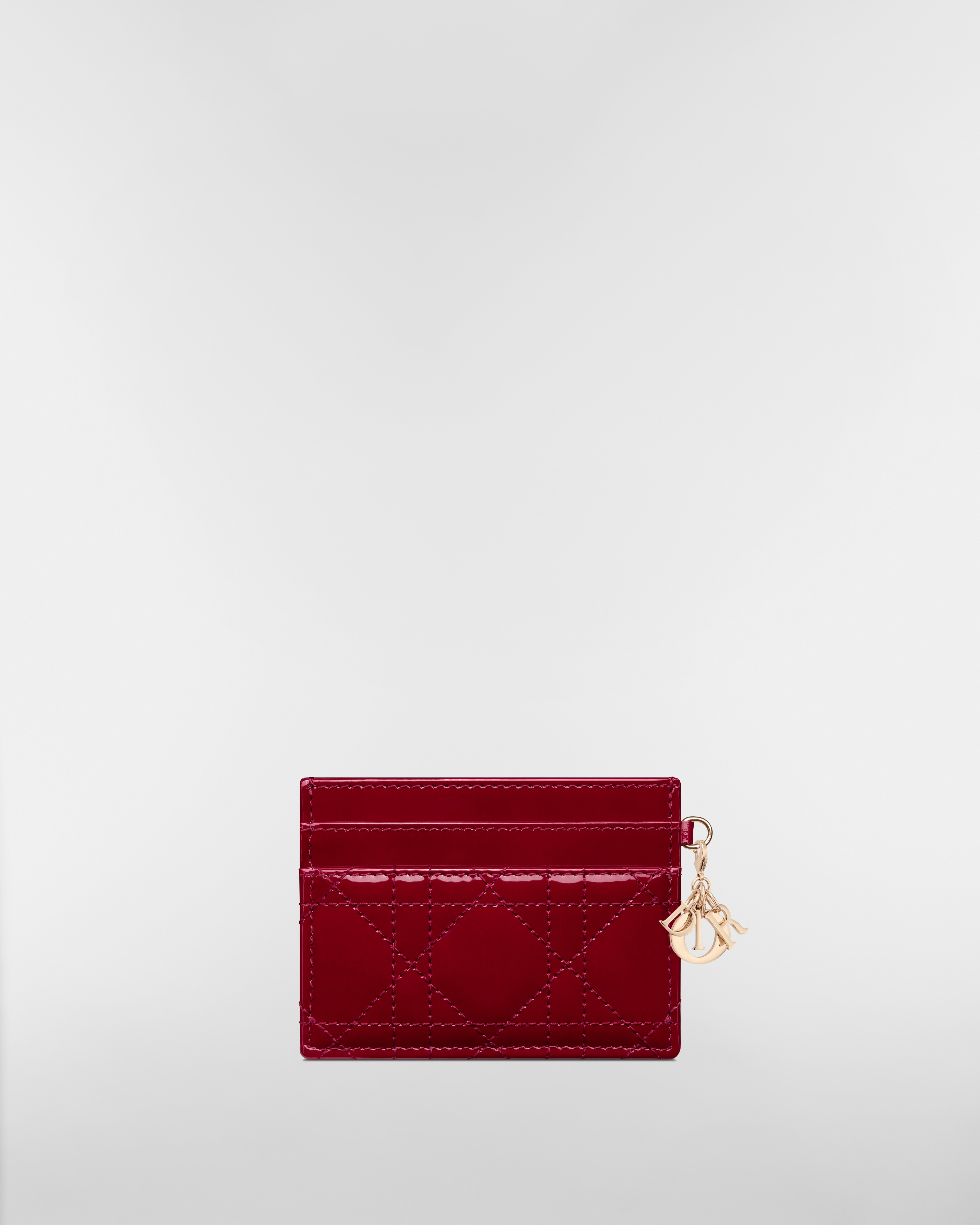 Lady Dior Freesia 卡夹 樱桃红漆皮牛皮革藤格纹 E08