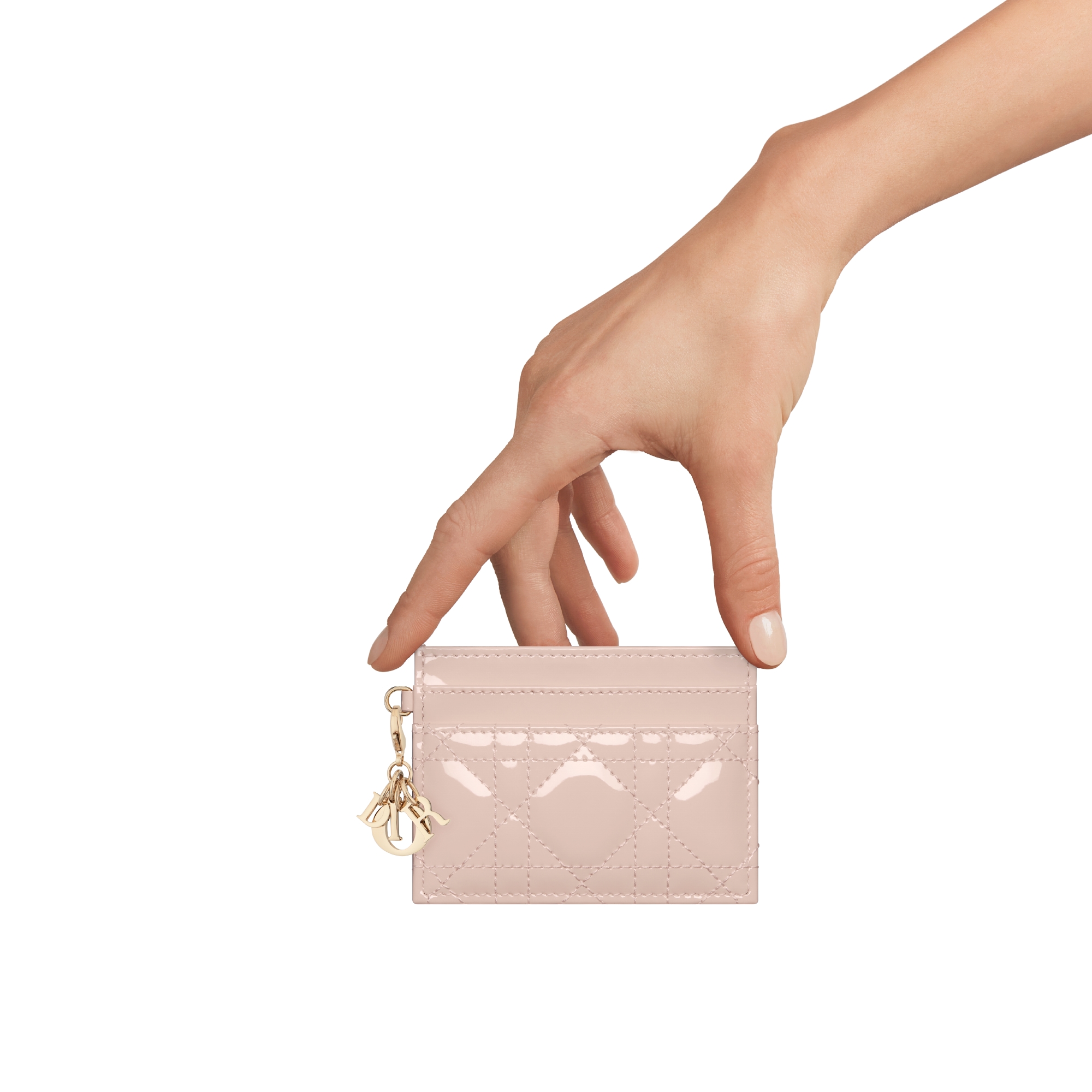 Lady Dior Freesia 卡夹 胭脂粉色漆皮牛皮革藤格纹 E11