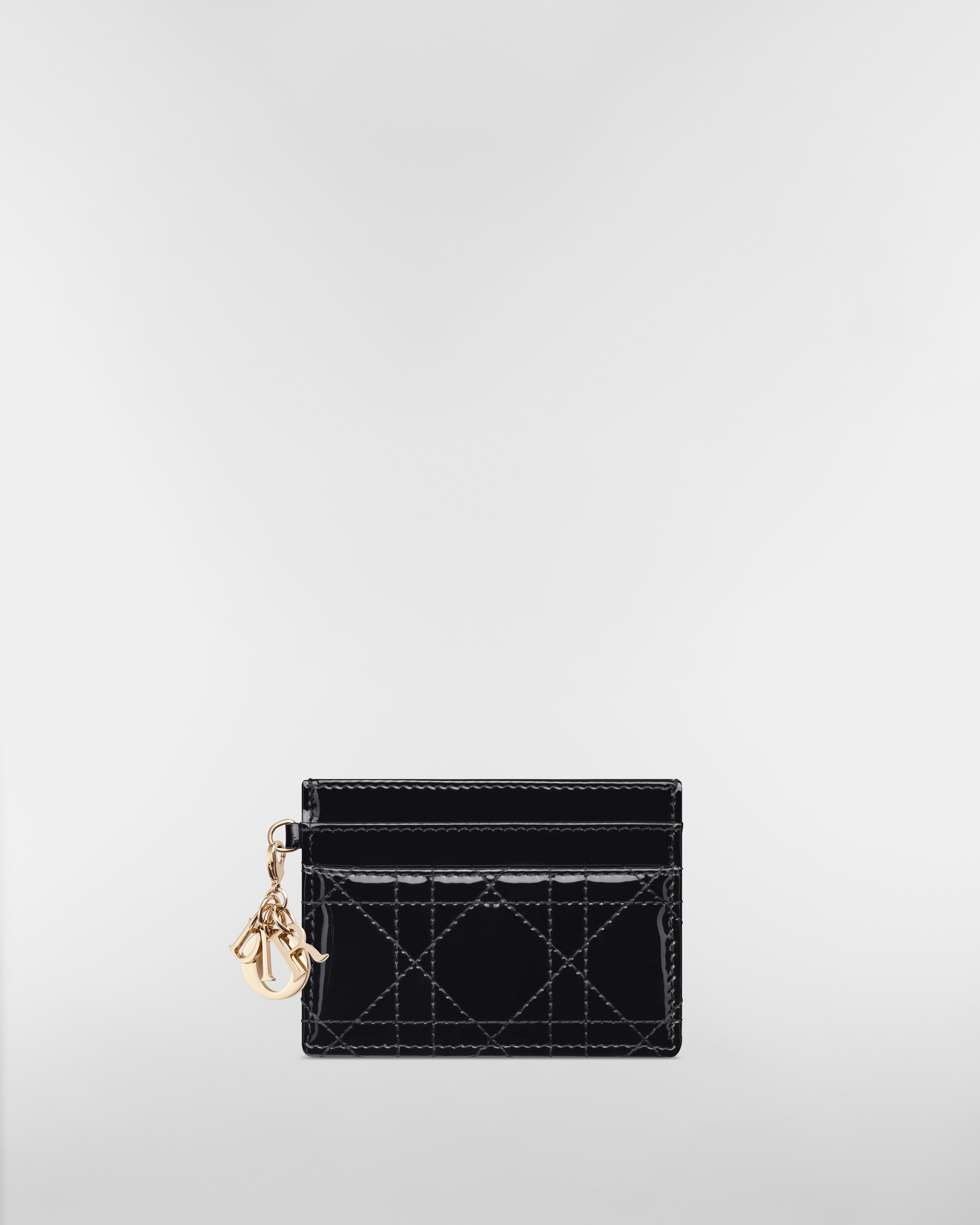 Lady Dior Freesia 卡夹 黑色漆皮牛皮革藤格纹 E01