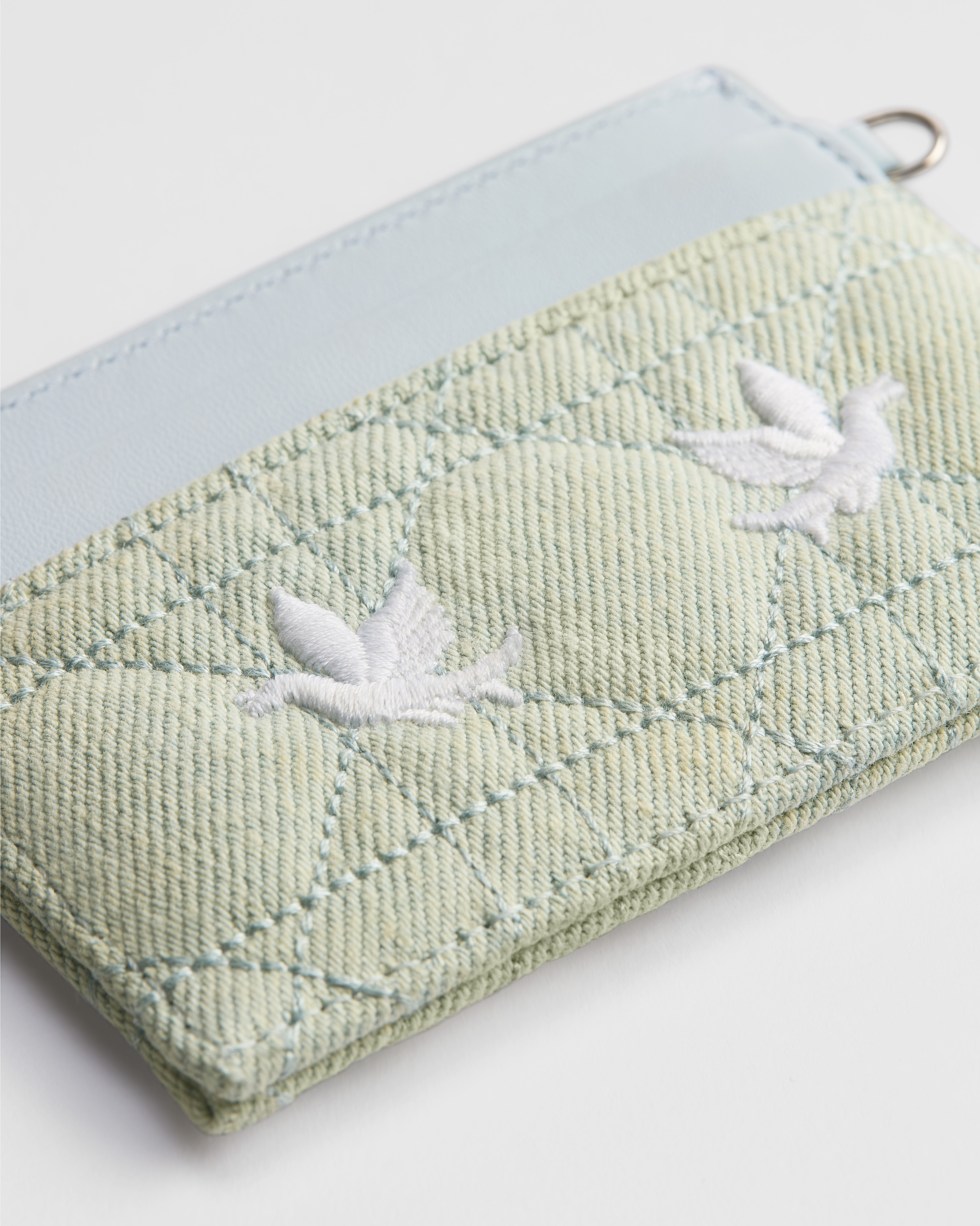 Dioramour Lady Dior Freesia 卡夹 蓝色牛仔藤格纹多色 Doves & Roses 图案刺绣 E11