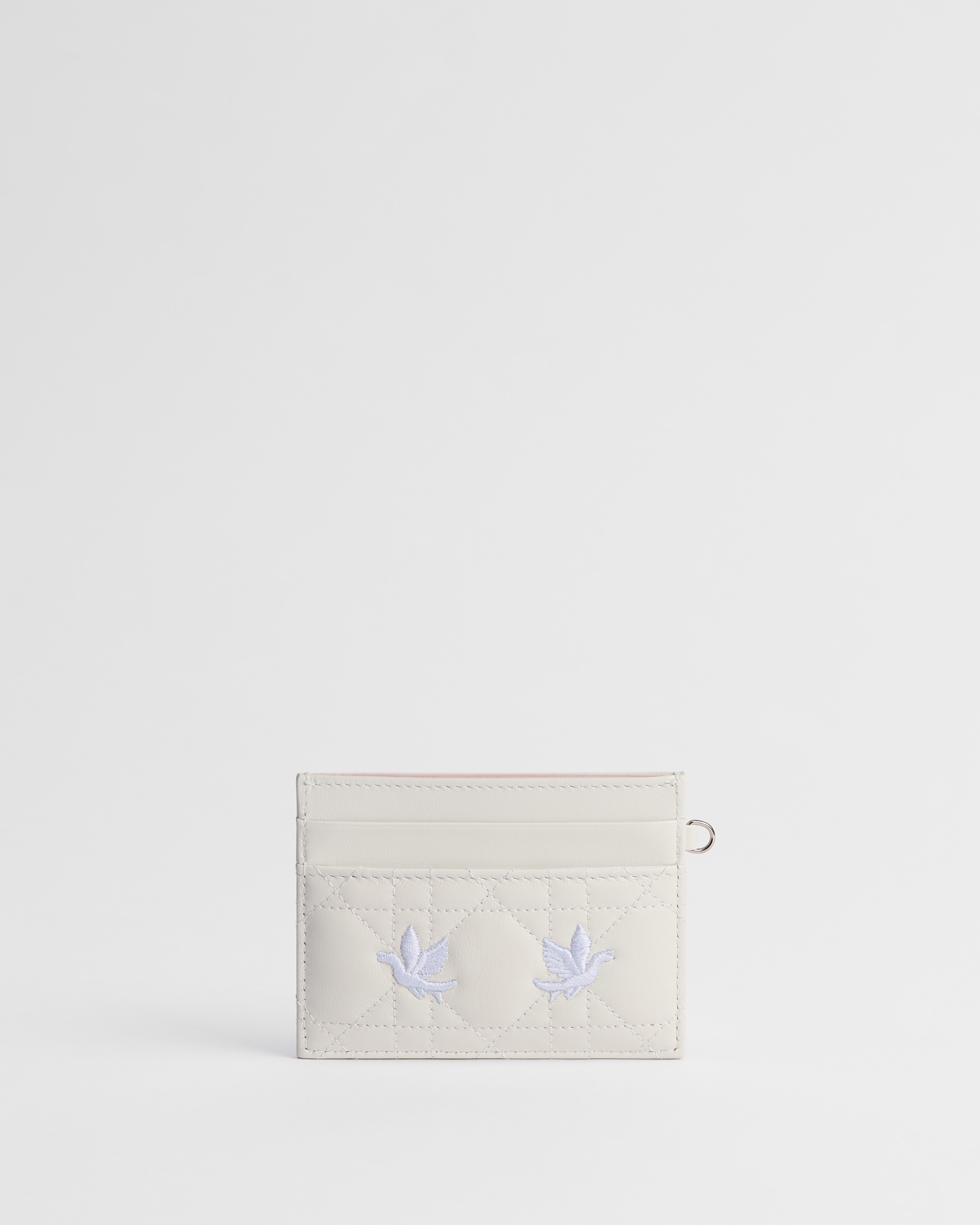 Dioramour Lady Dior Freesia 卡夹 白色羊皮革藤格纹多色 Doves & Roses 图案刺绣 E08