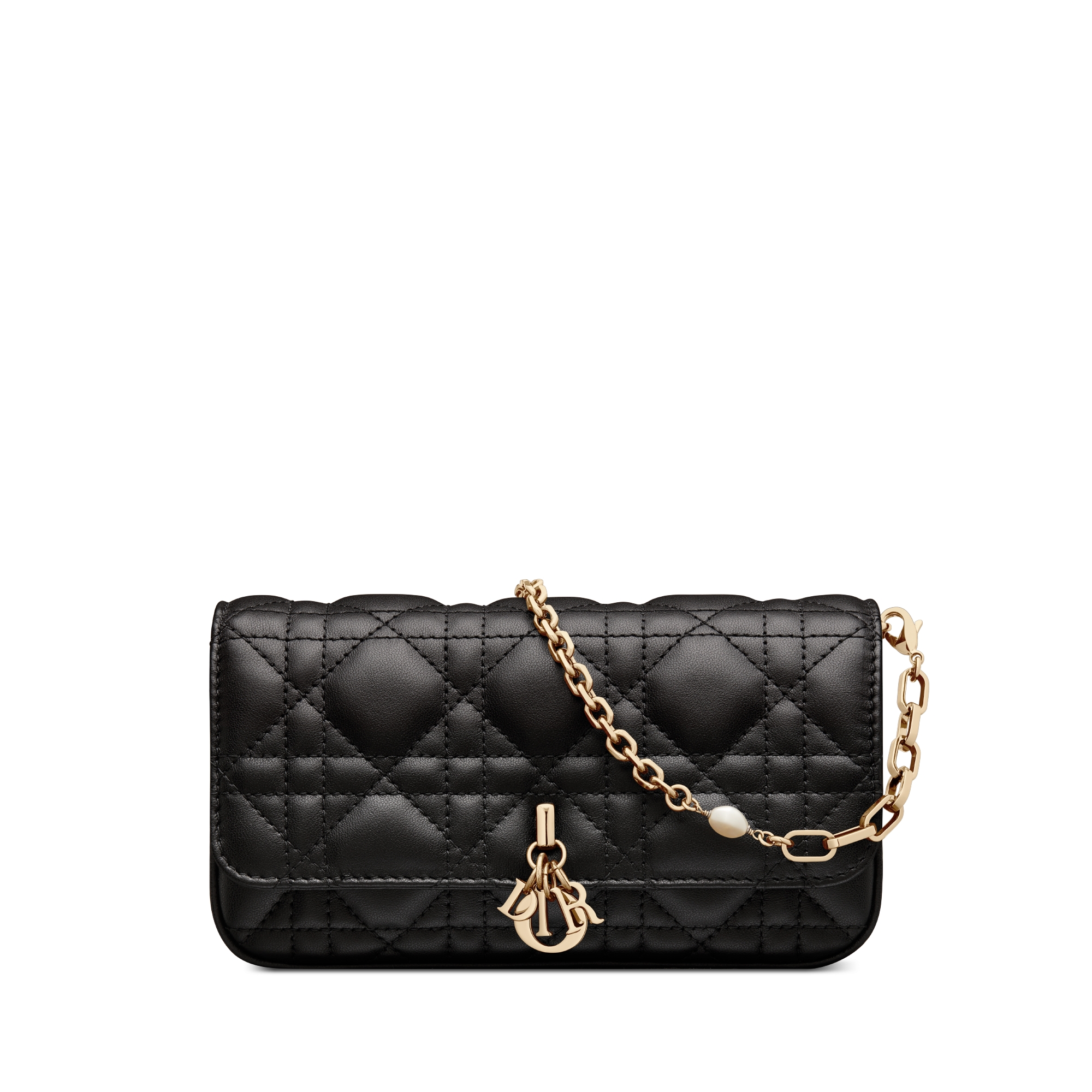 My Dior - Dior Talk 手机包 黑色羊皮革藤格纹 E01