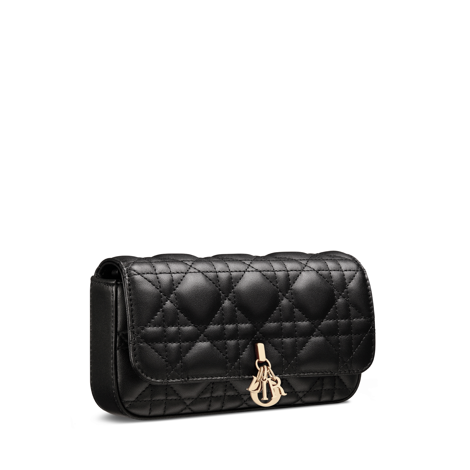 My Dior - Dior Talk 手机包 黑色羊皮革藤格纹 E03