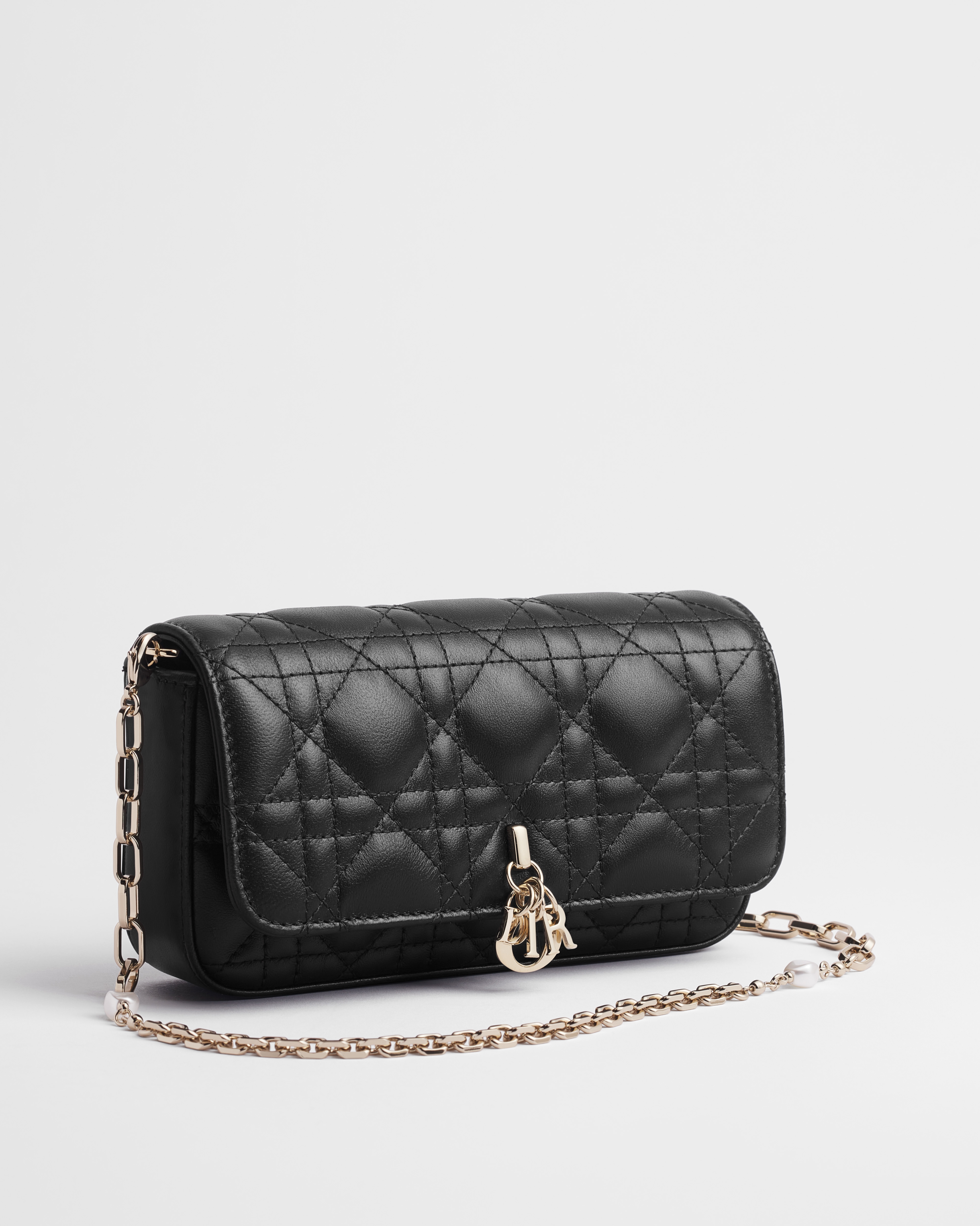 My Dior - Dior Talk 手机包 黑色羊皮革藤格纹 E03