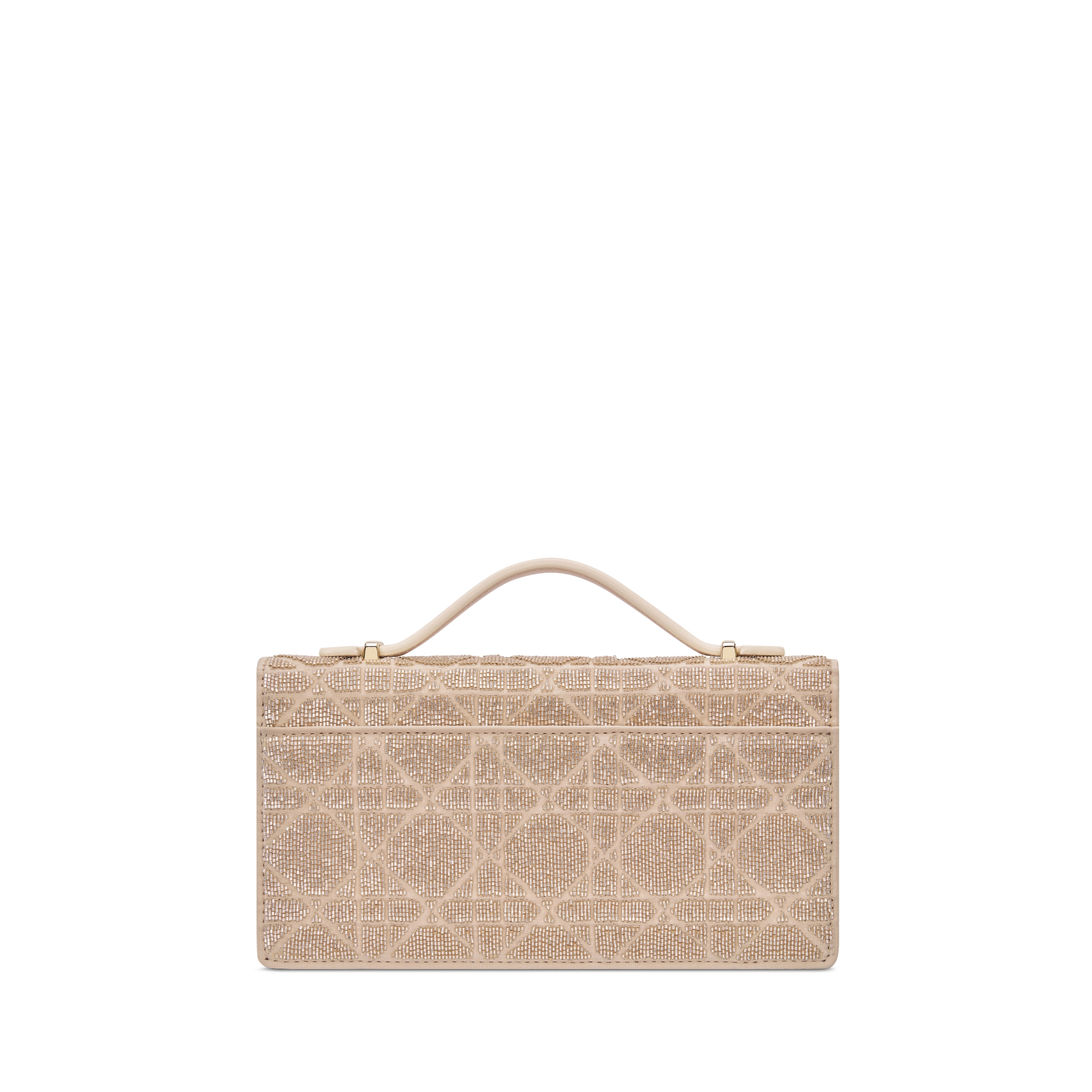 Dior Or My Dior 迷你链条手袋 焦糖米色棉质面料藤格纹迷你珠饰刺绣 E08