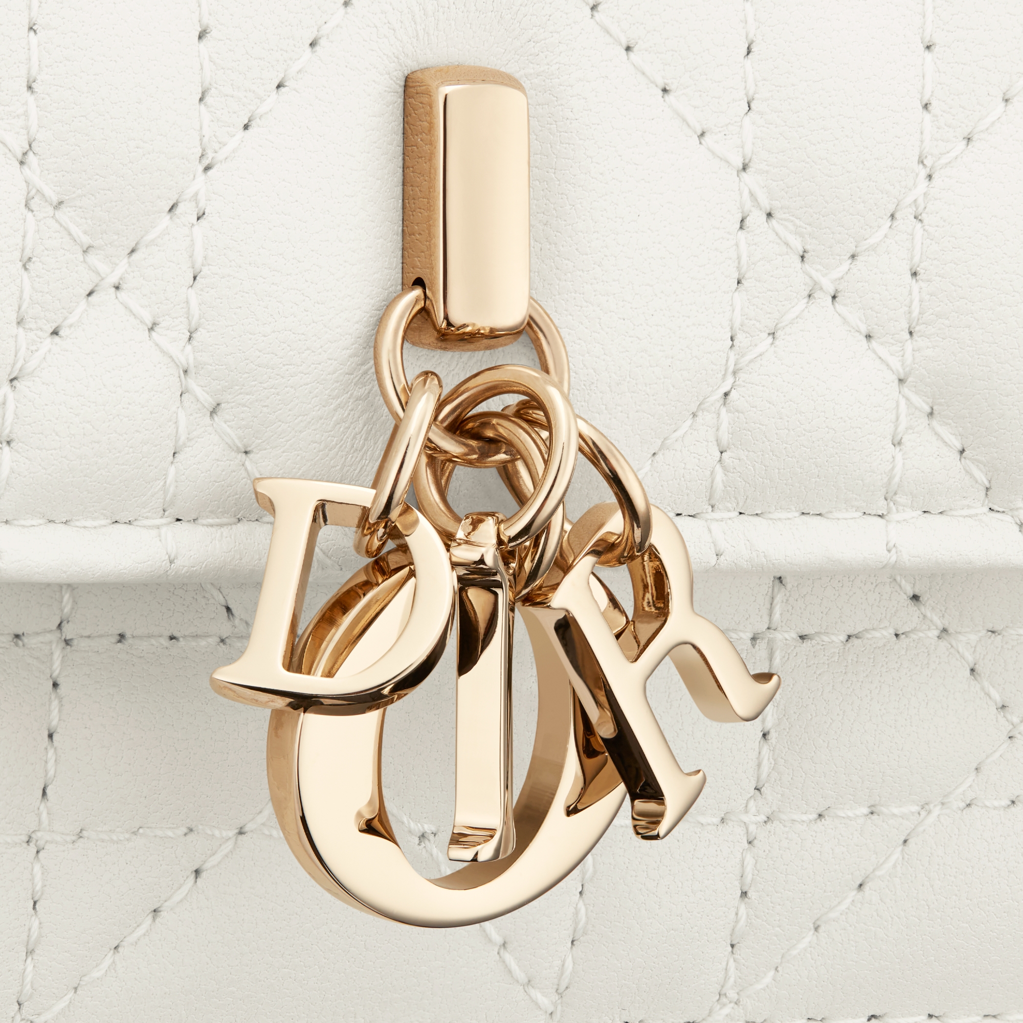 My Dior 迷你链条手袋 奶白色羊皮革藤格纹 E09