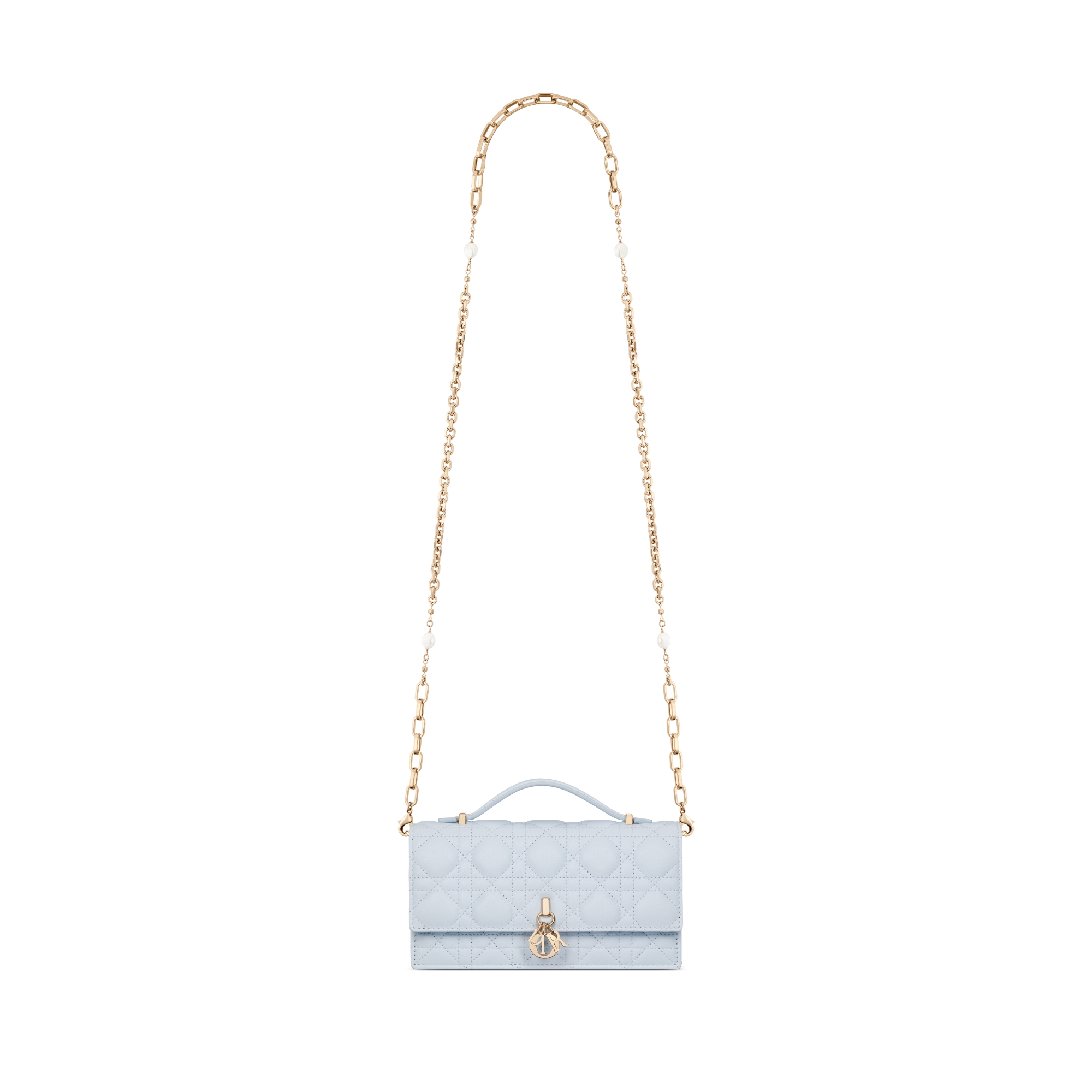 My Dior 迷你链条手袋 衬衫蓝色羊皮革藤格纹 E07