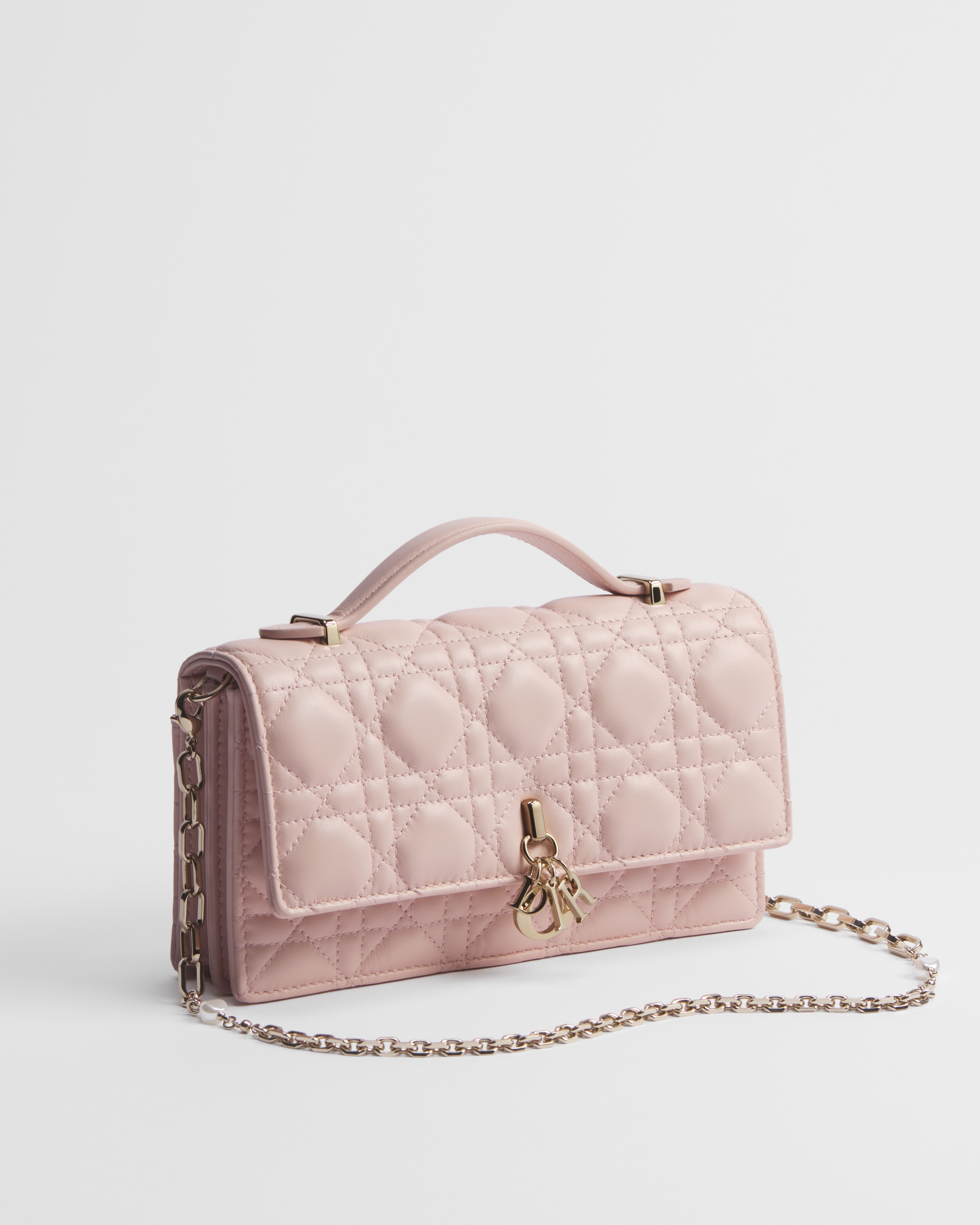 My Dior 迷你链条手袋 胭脂粉色羊皮革藤格纹 E03