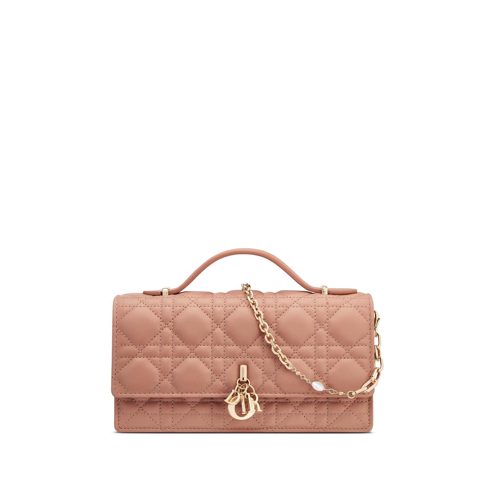 My Dior 迷你链条手袋 玫瑰粉色羊皮革藤格纹 E01