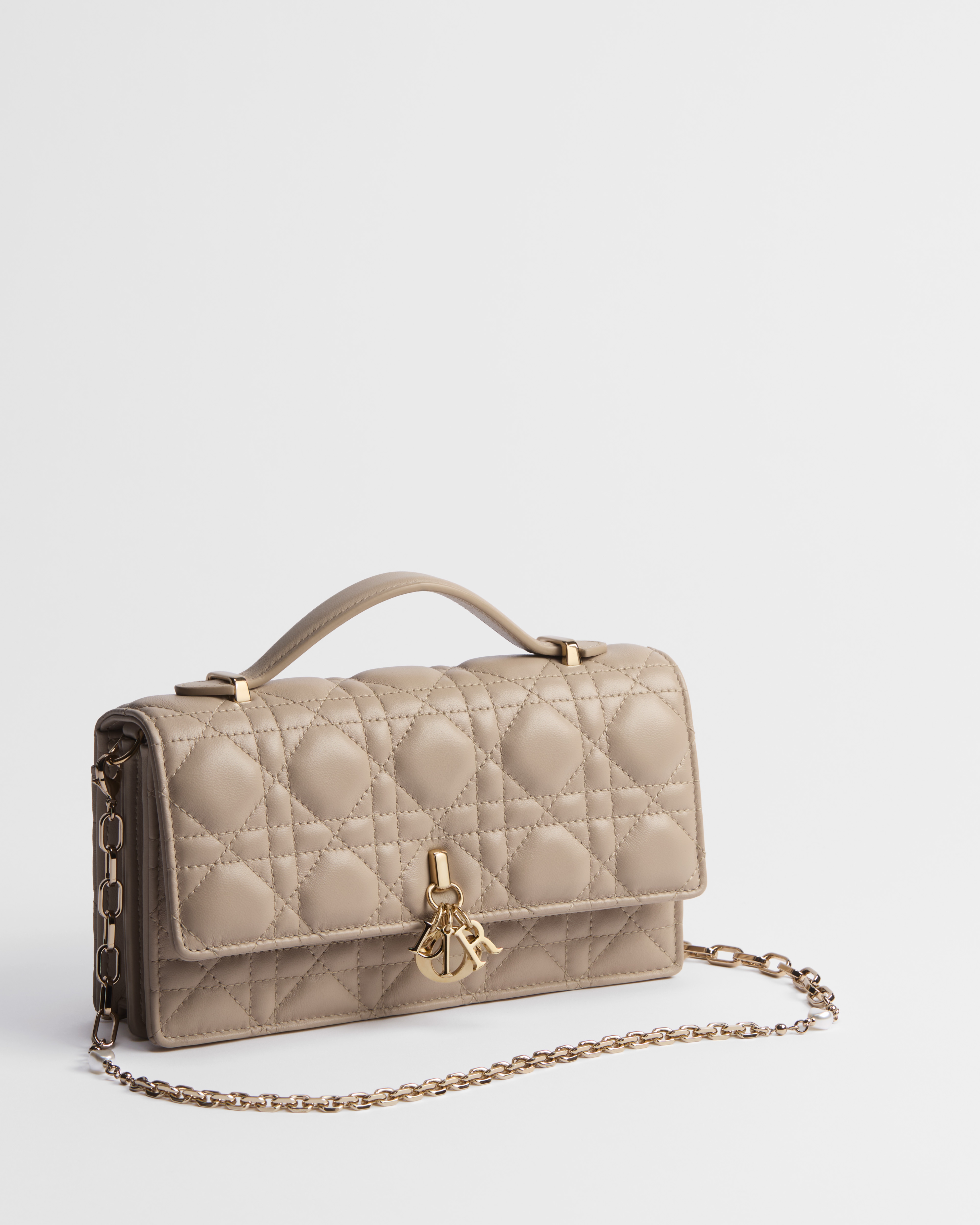 My Dior 迷你链条手袋 胭脂米色羊皮革藤格纹 E03