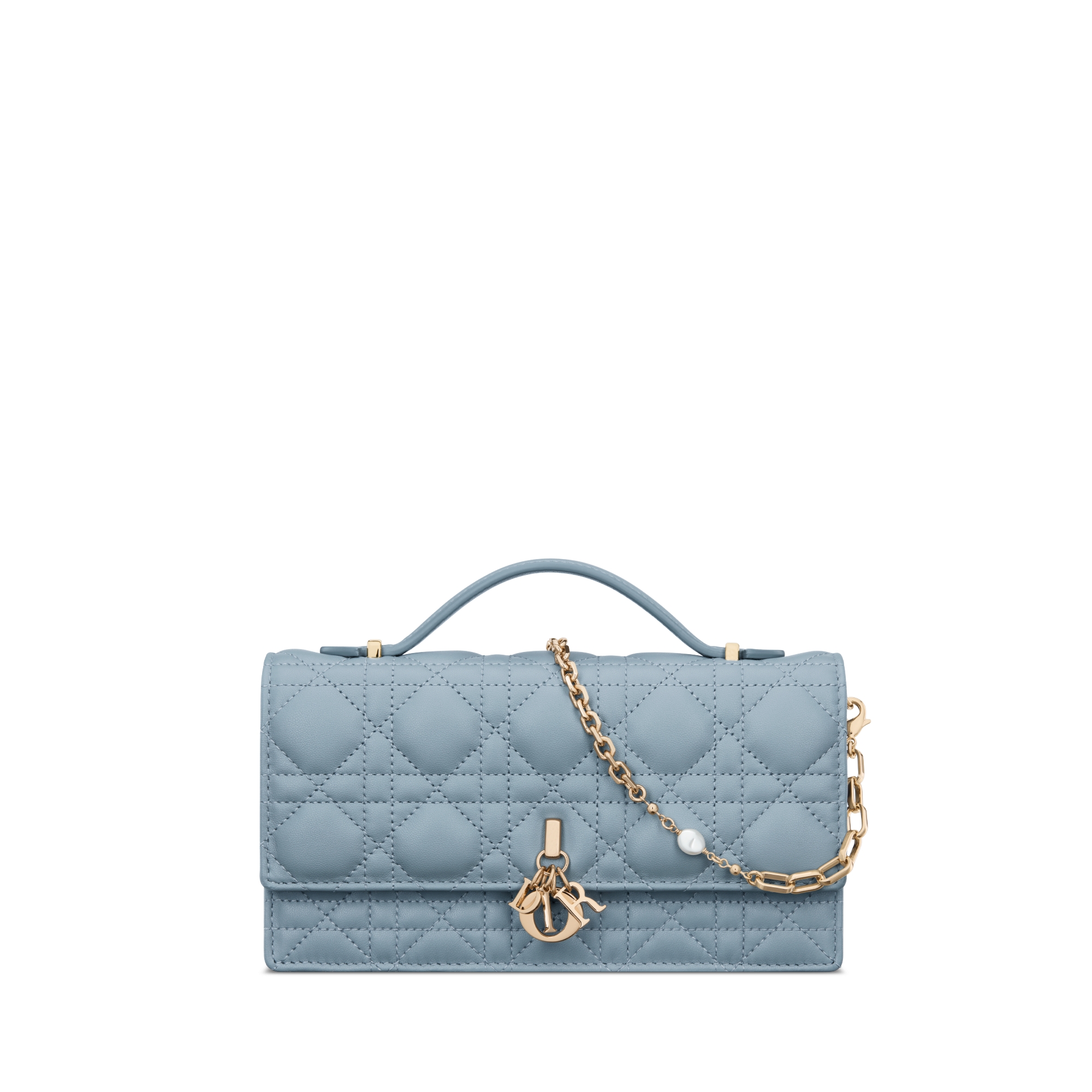 My Dior 迷你链条手袋 云雾蓝羊皮革藤格纹 E01