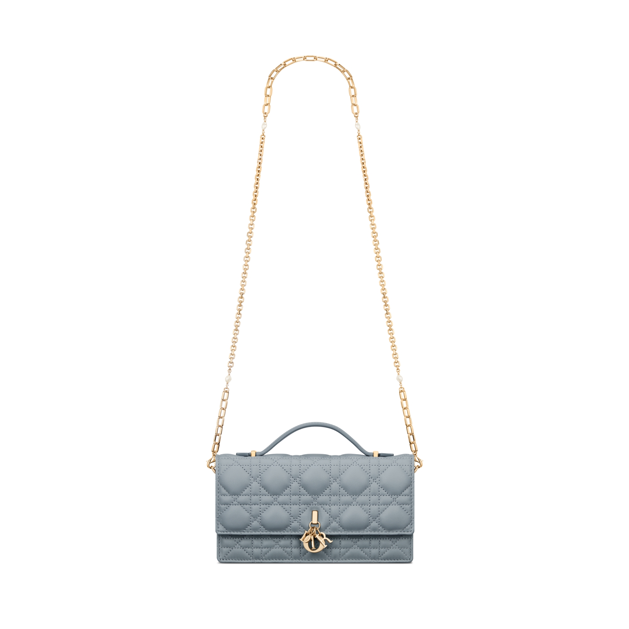 My Dior 迷你链条手袋 云雾蓝羊皮革藤格纹 E07