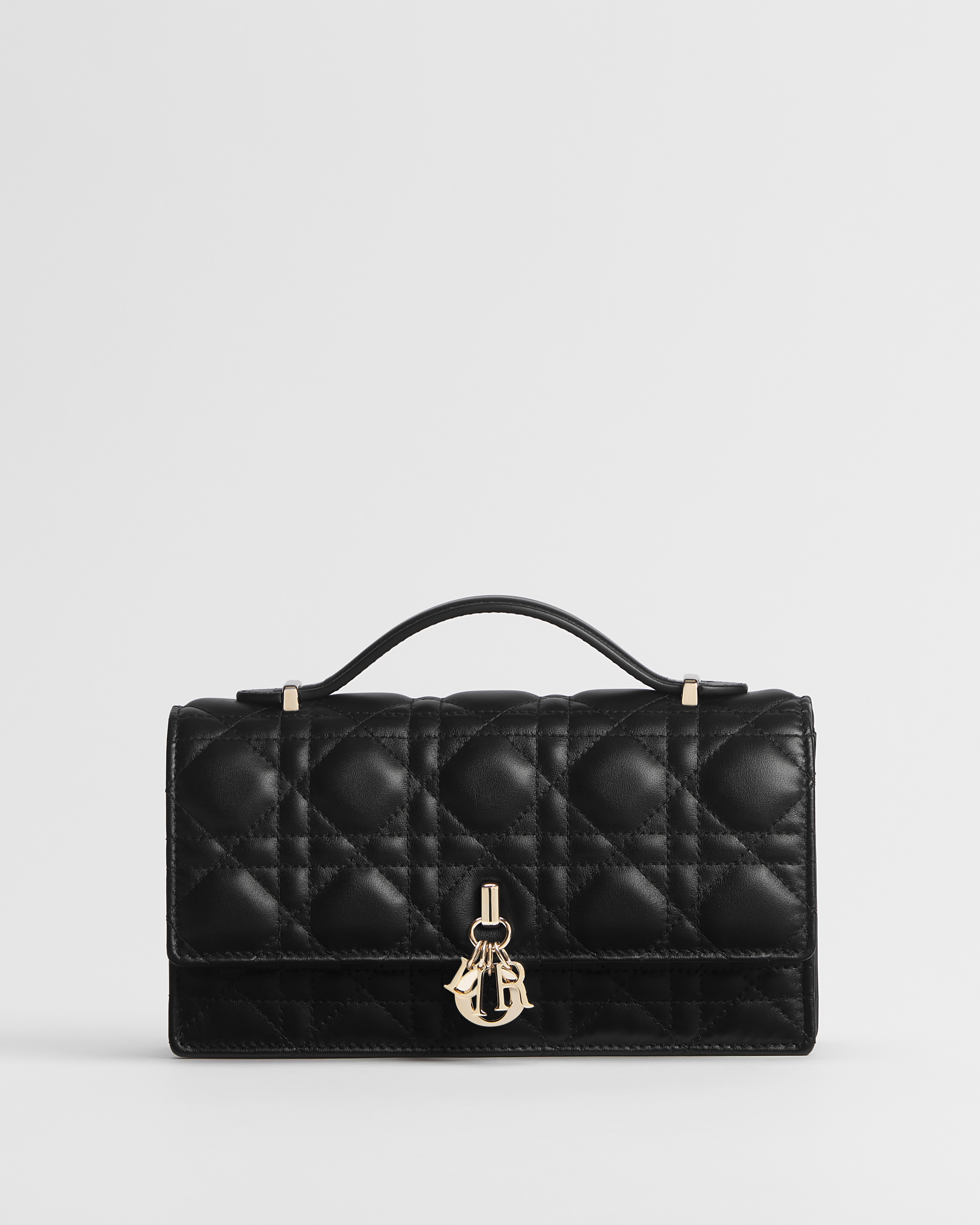 My Dior 迷你链条手袋 黑色羊皮革藤格纹 E01