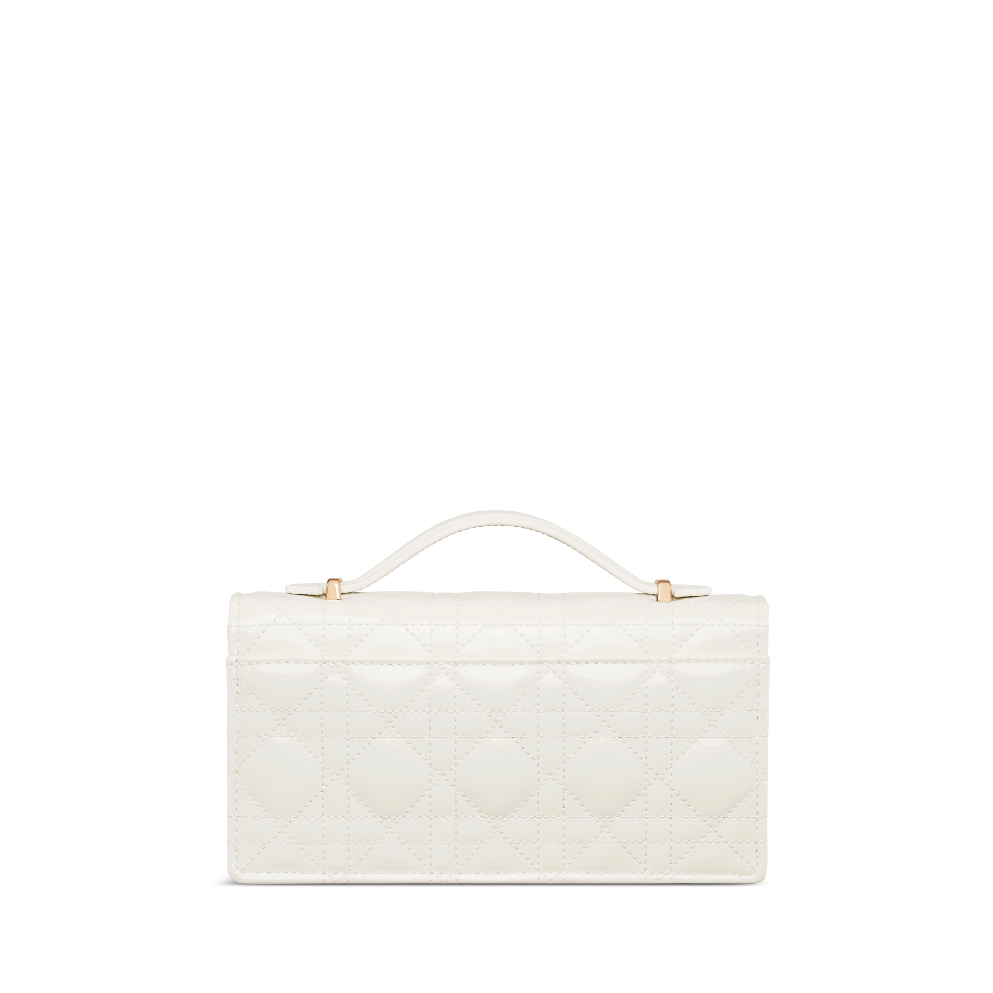 My Dior 迷你链条手袋 奶白色漆皮牛皮革藤格纹 E08