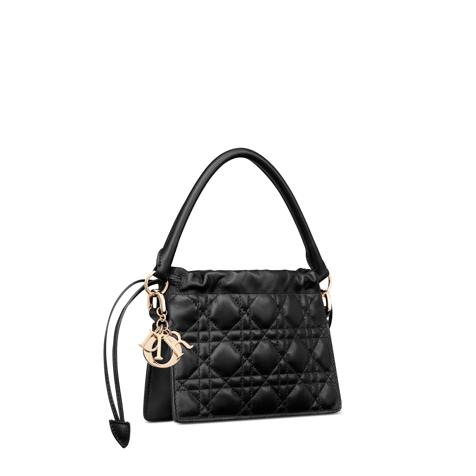 Lady Dior Milly 迷你手袋 黑色羊皮革藤格纹 E03