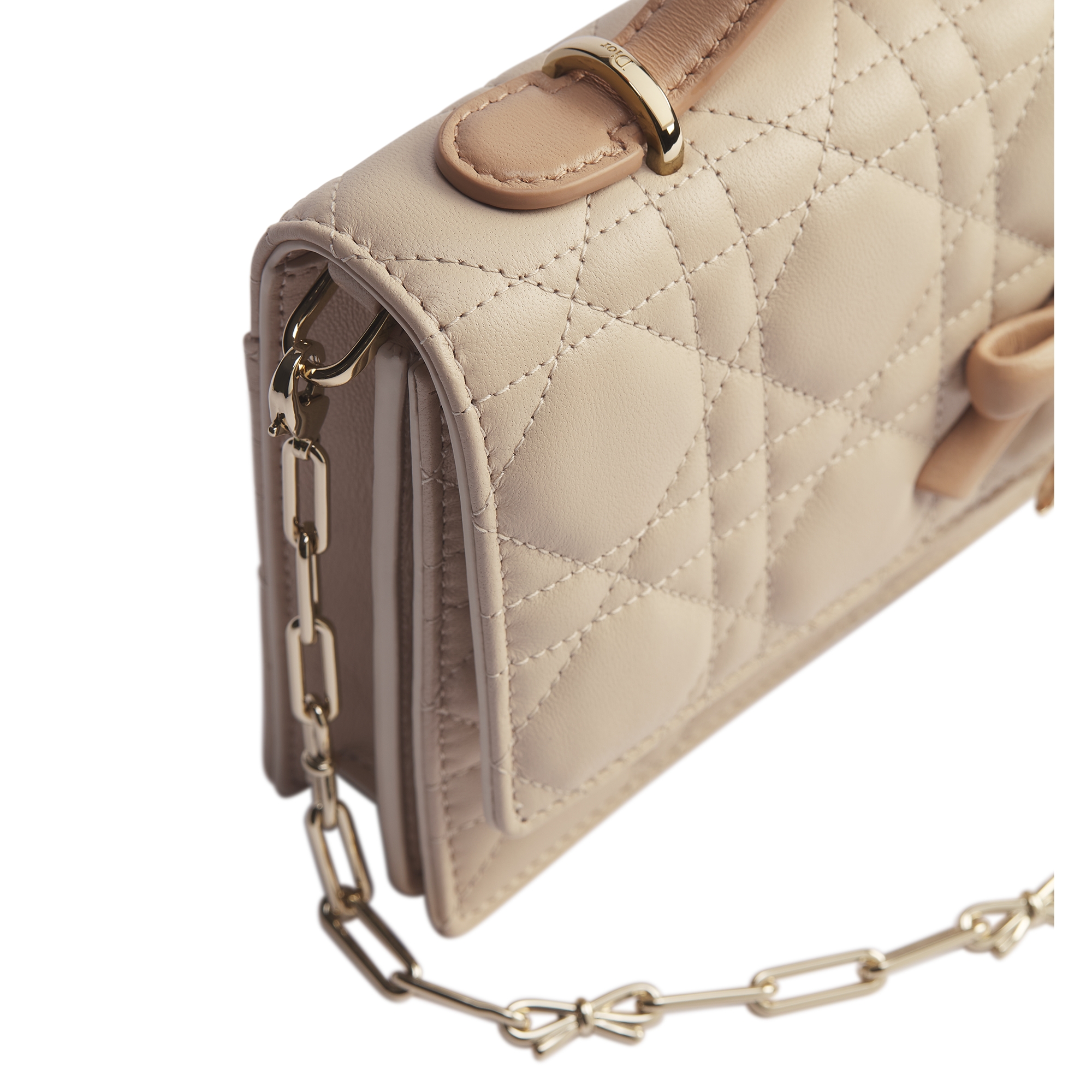 My Dior 迷你链条手袋 驼米色和饼干色双色羊皮革藤格纹 E09