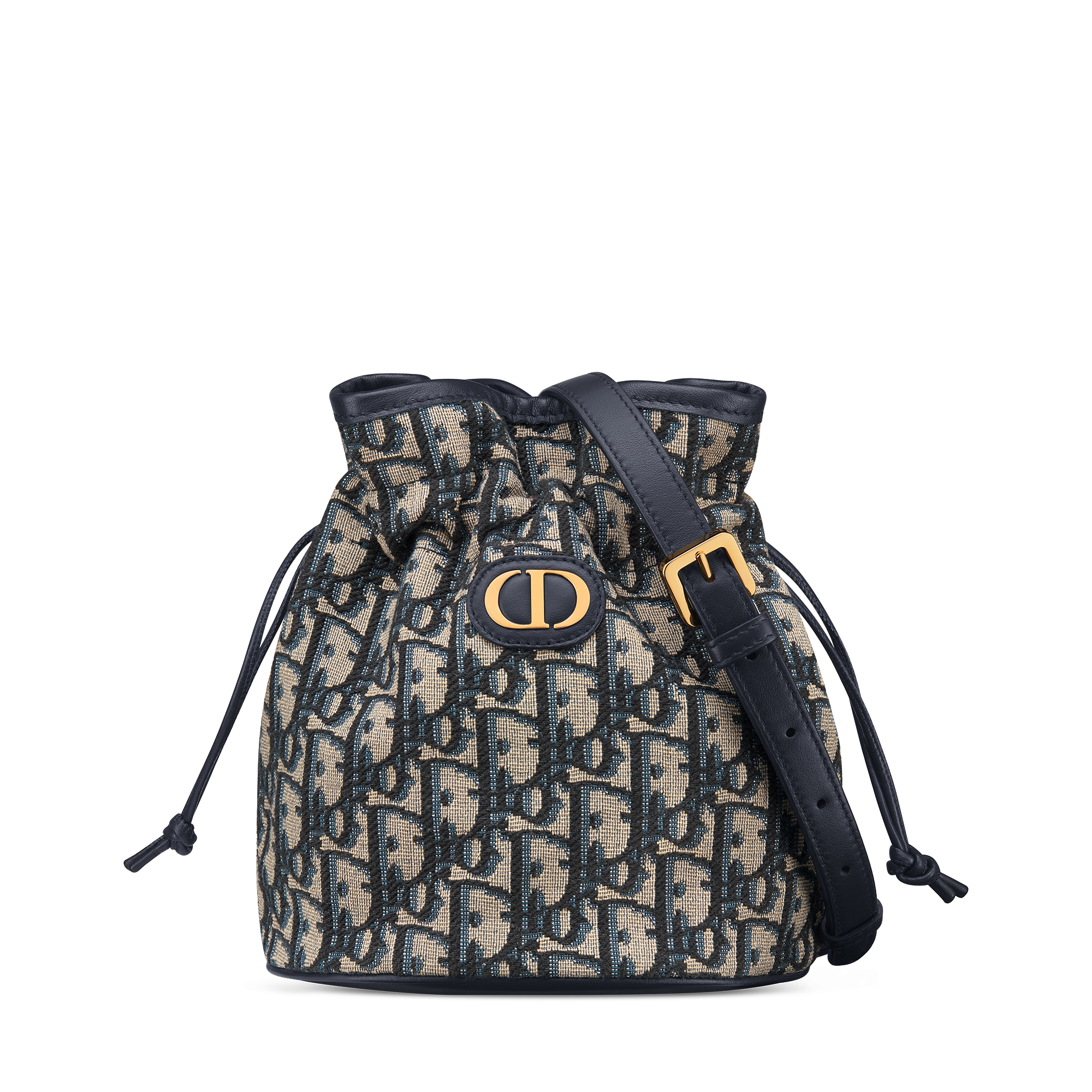 30 Montaigne 迷你抽绳链条水桶包 蓝色 Oblique 印花面料 E01