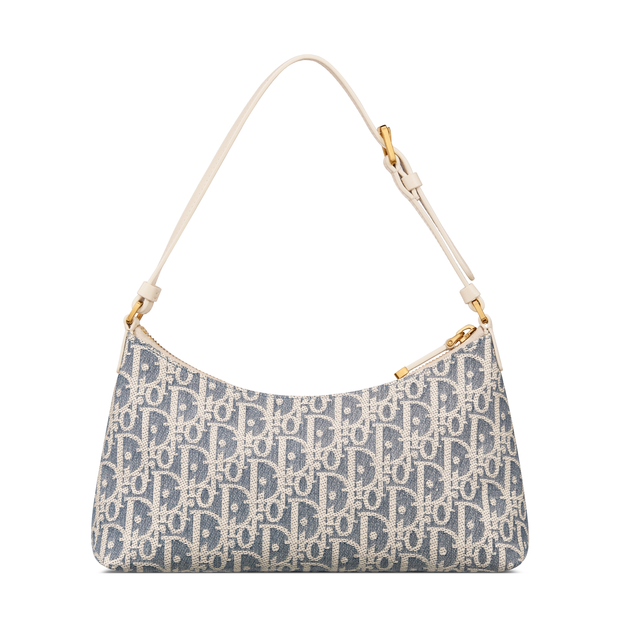 30 Montaigne 迷你水饺包 蓝色酒椰草效果格纹布 Oblique 印花和浅饼干色光滑牛皮革 E08