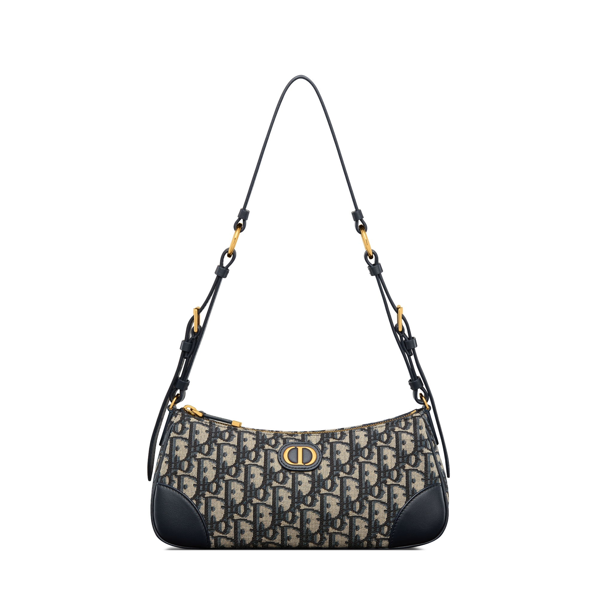 30 Montaigne Wanderlust 迷你手袋 蓝色 Oblique 印花面料和光滑牛皮革 E01