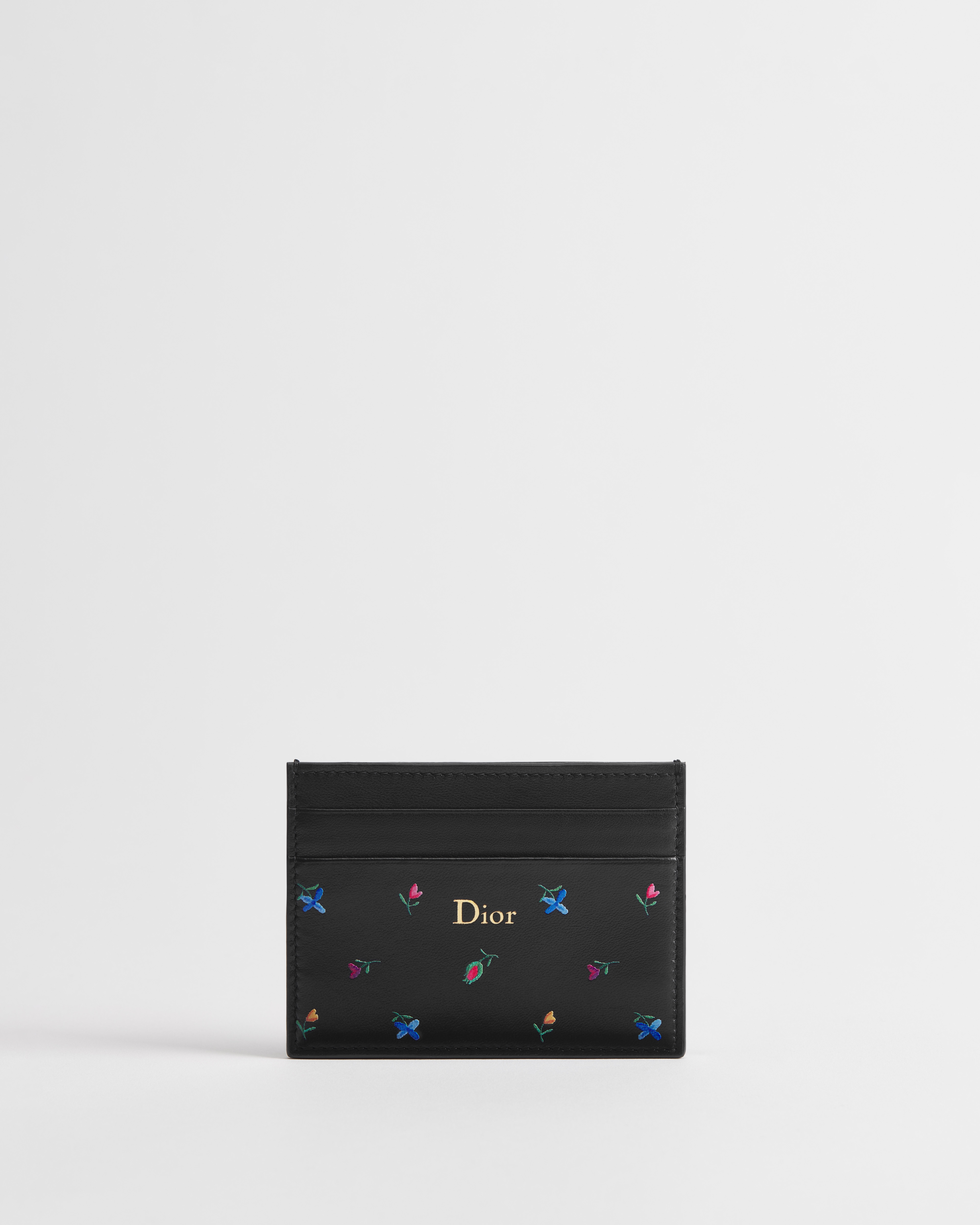 Dioramour Dior Freesia 卡夹 黑色羊皮革多色 Revolution Flowers 图案印花 E01