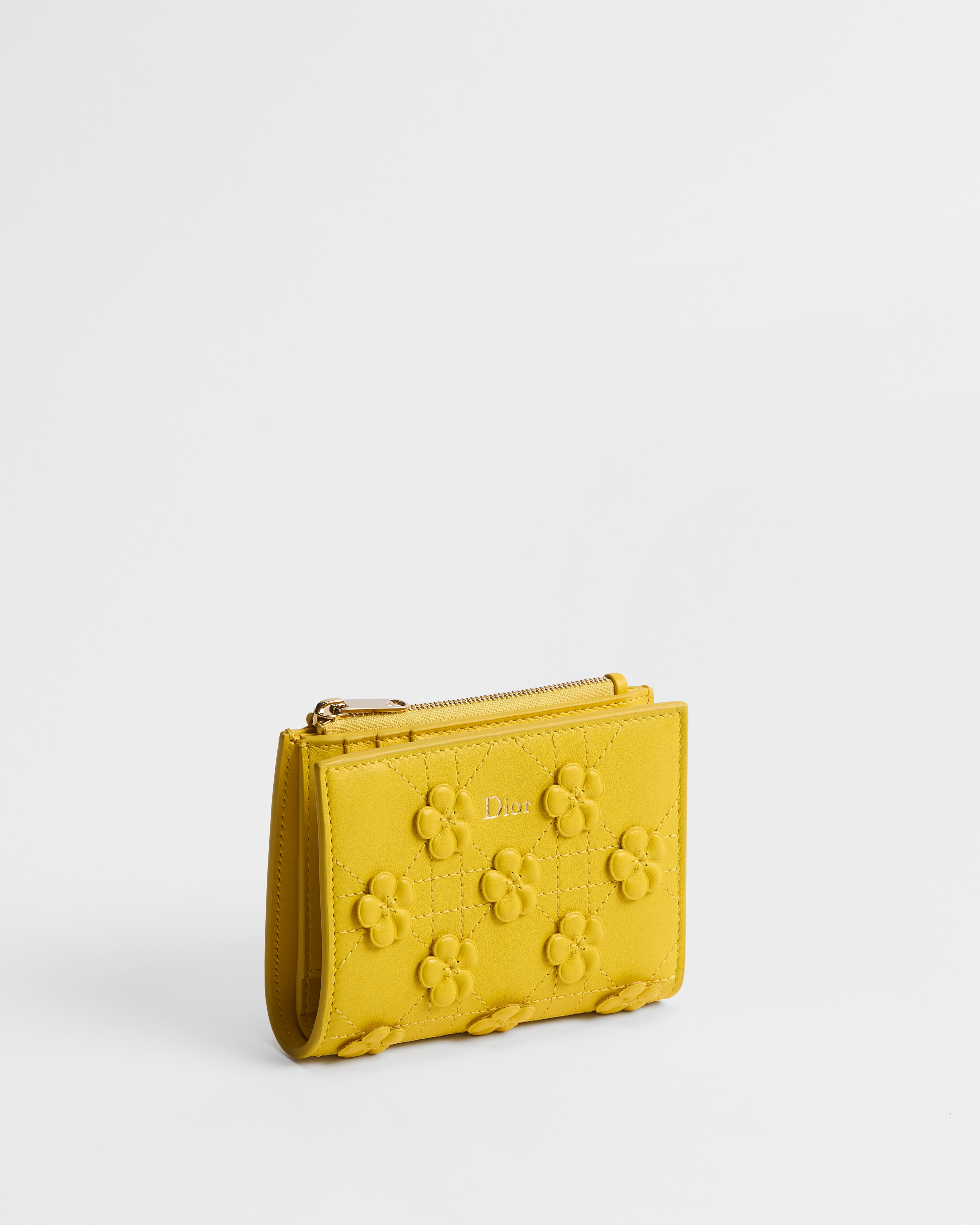 Dior Jardin Dahlia 钱包 羊皮革藤格纹 Dior Buttercup 图案刺绣 E03