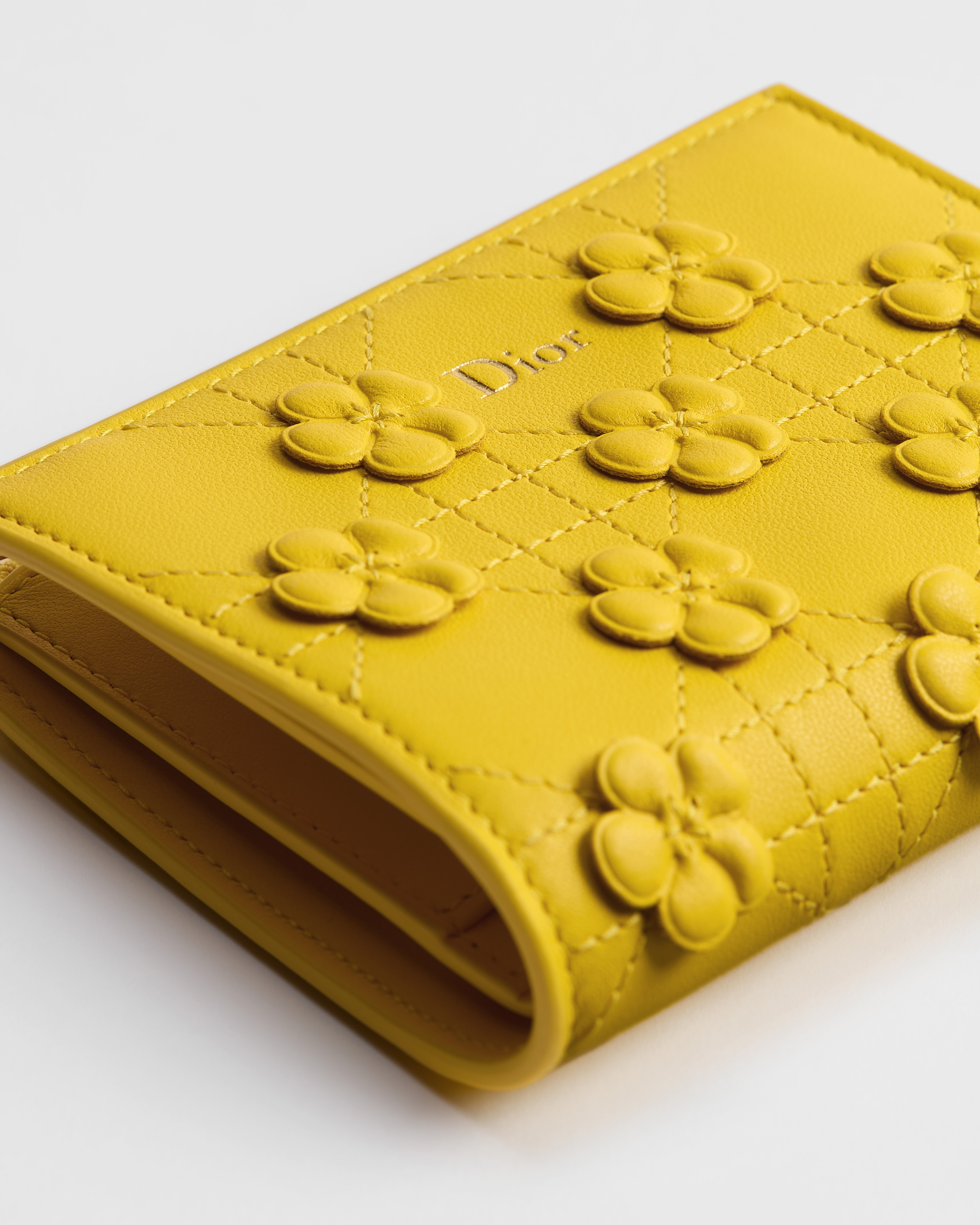 Dior Jardin Dahlia 钱包 羊皮革藤格纹 Dior Buttercup 图案刺绣 E09