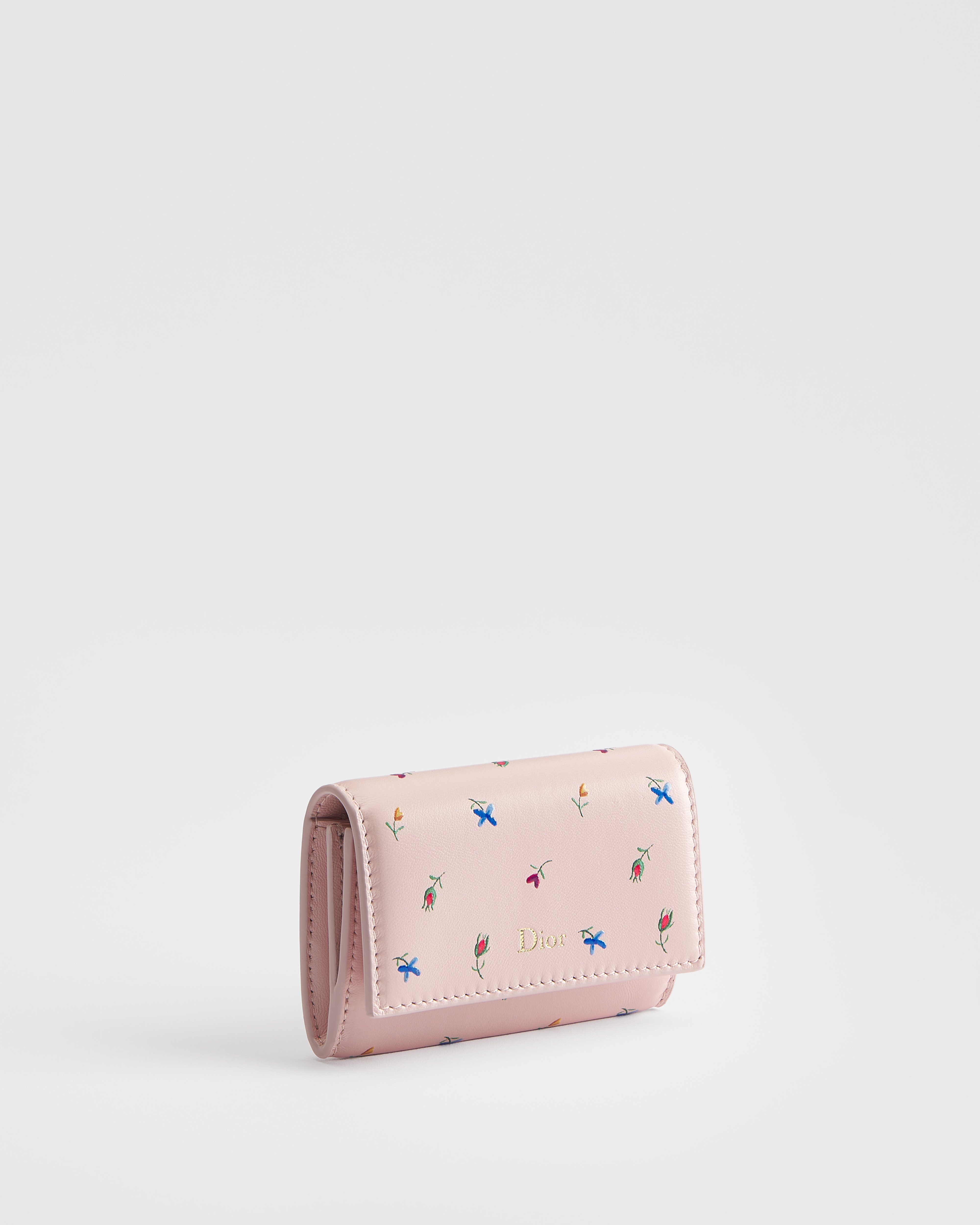 Dioramour Dior Glycine 钱包 淡柔粉色羊皮革多色 Revolution Flowers 图案印花 E03